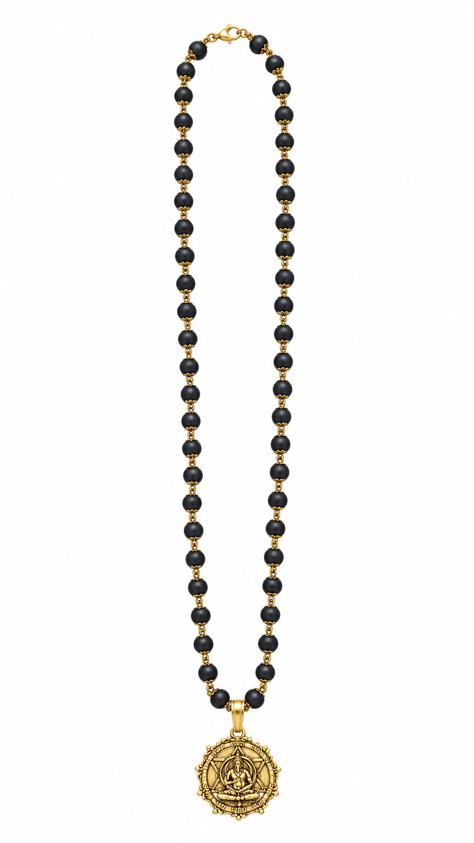 54 Beads Original Karungali Mala with Brass Bajrangbali Hanuman Locket- JS-SNL-038