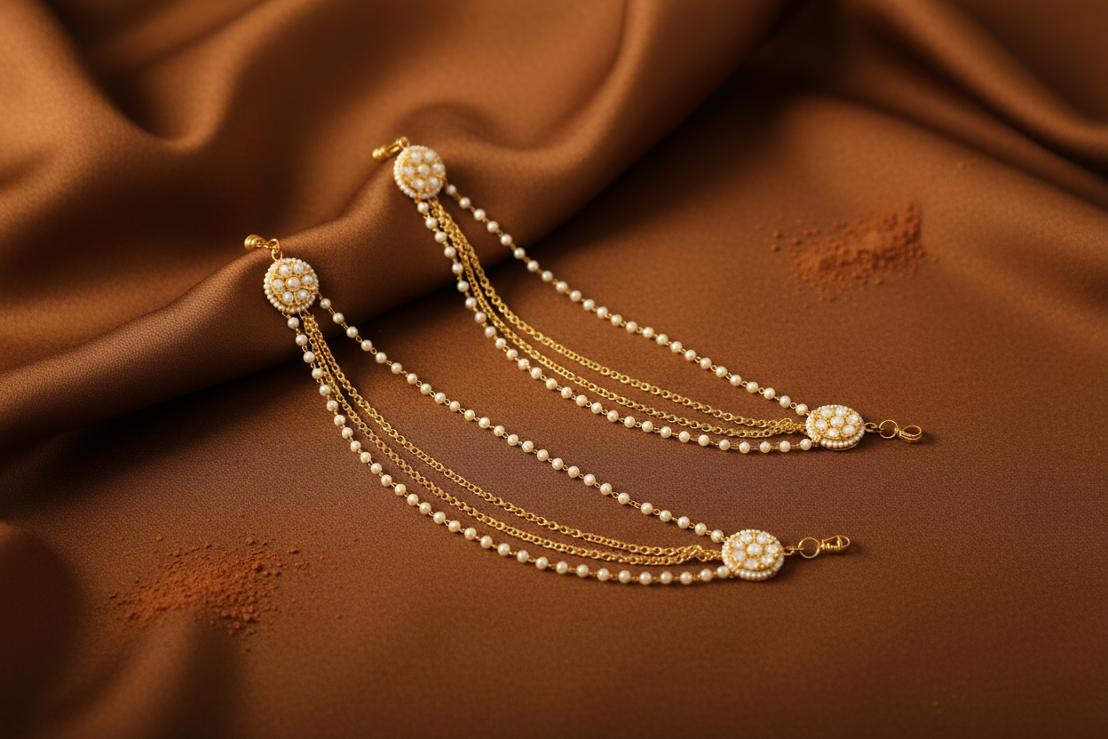 Jazz And Sizzle Gold Plated Artificial Stone Studded & Beaded Ear Cuff