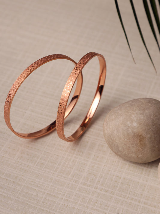 Rose Gold Plated Set of 2 Bangle Set - Jazzandsizzle