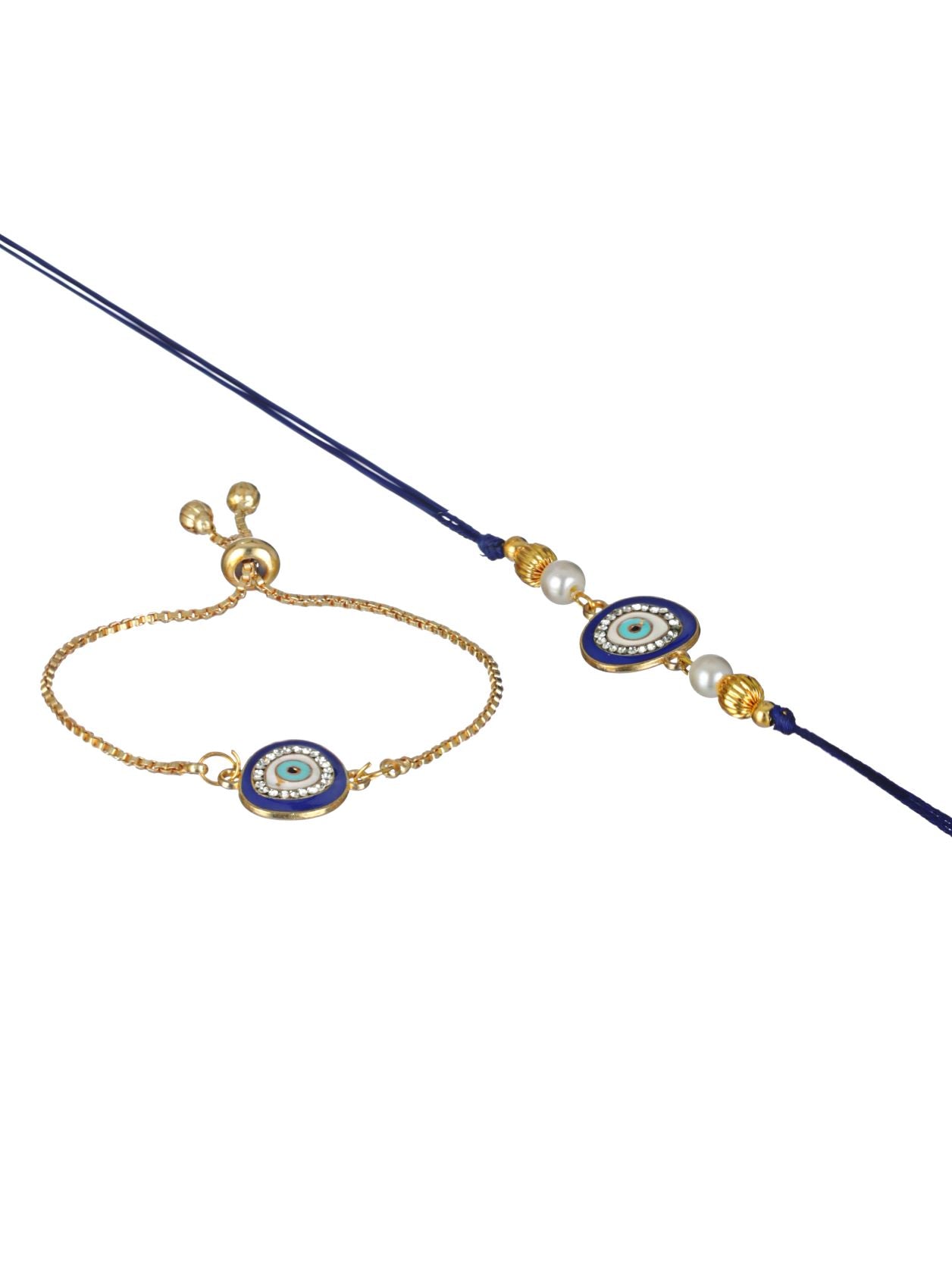 Set of 2 Blue Evil Eye Fancy Rakhi - Jazzandsizzle