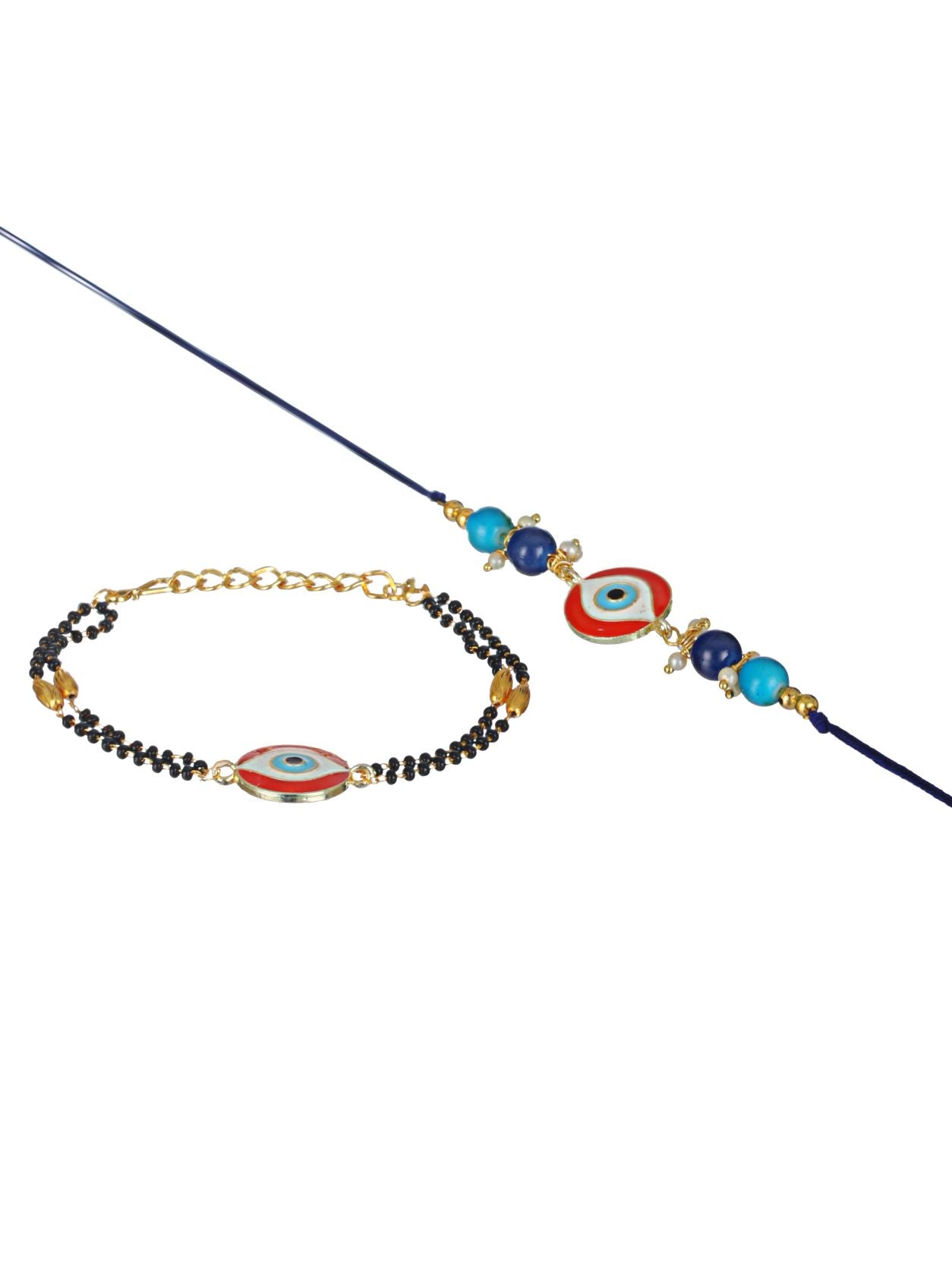 Set of 2 Red Round Shaped Evil Eye Rakhi - Jazzandsizzle