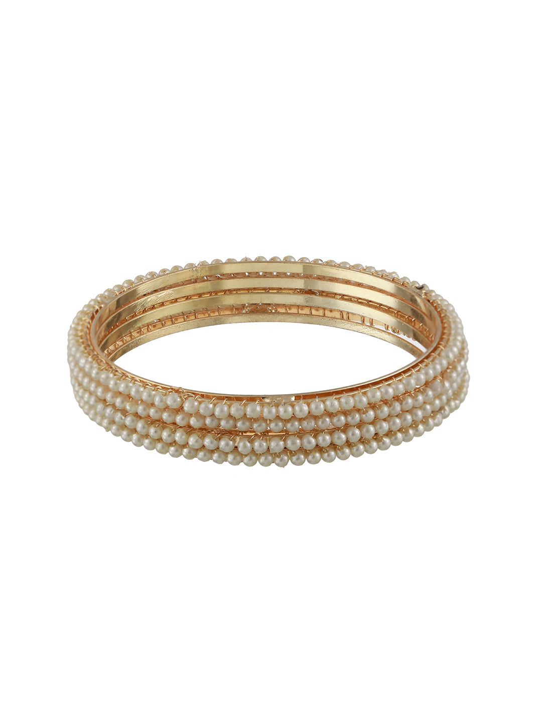 Set Of 4 Gold-Plated Pearl Bangles - Jazzandsizzle