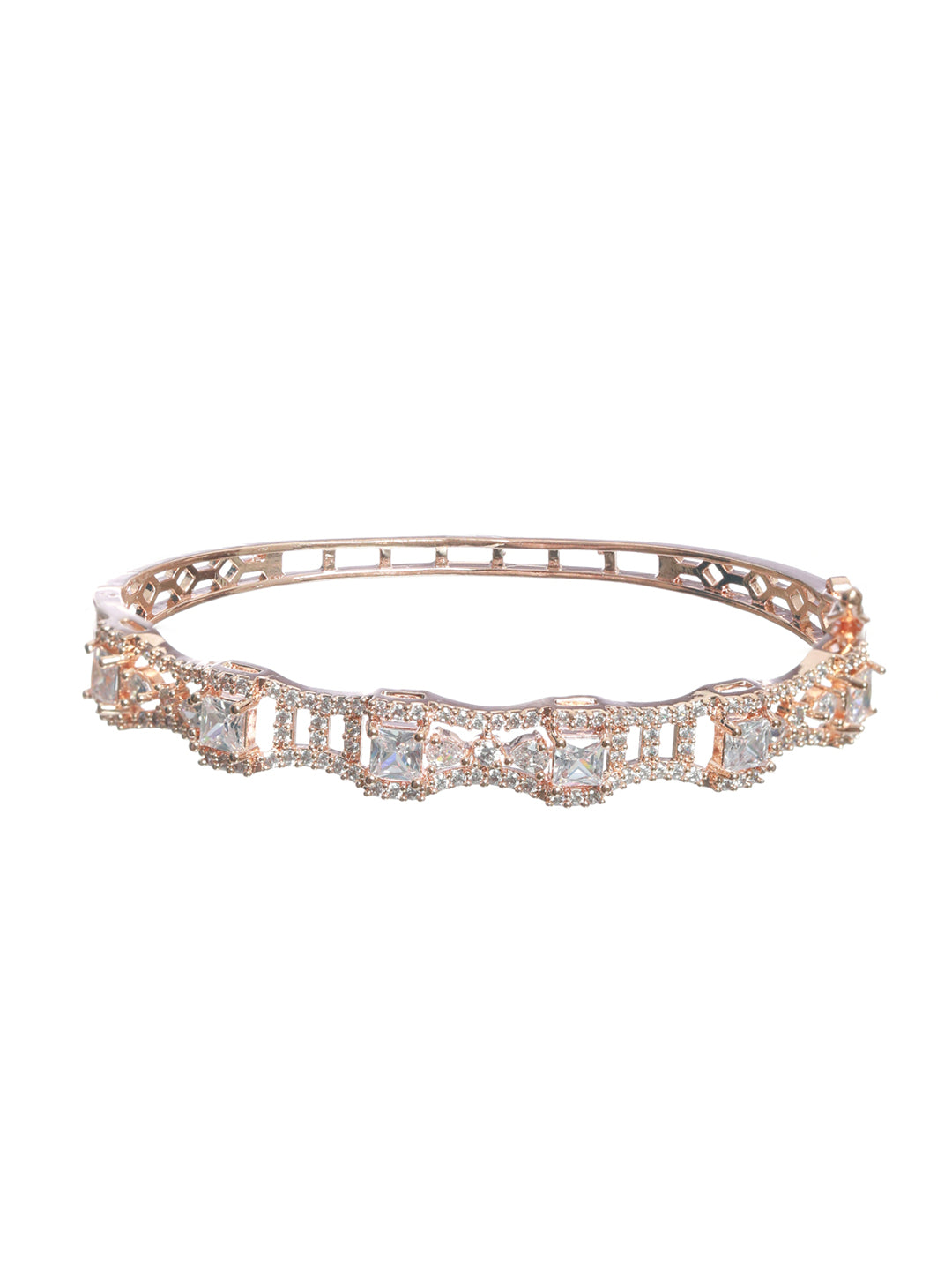 Rose Gold-Plated American Diamond Studded Bracelet - Jazzandsizzle
