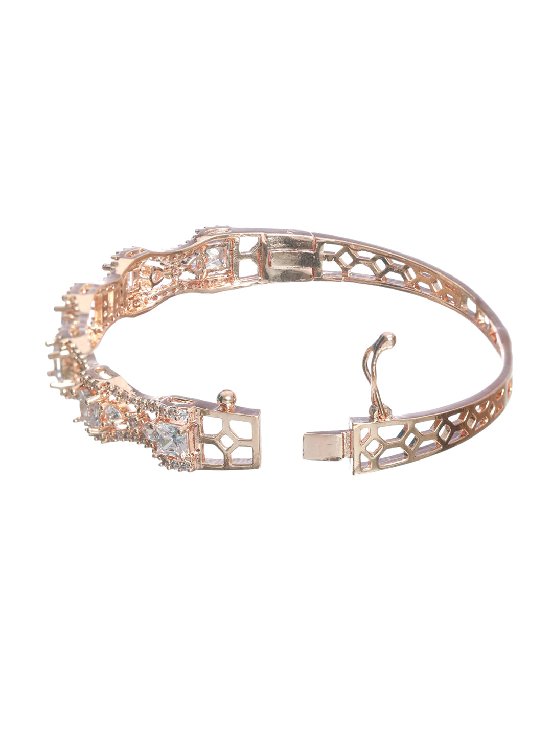 Rose Gold-Plated American Diamond Studded Bracelet - Jazzandsizzle