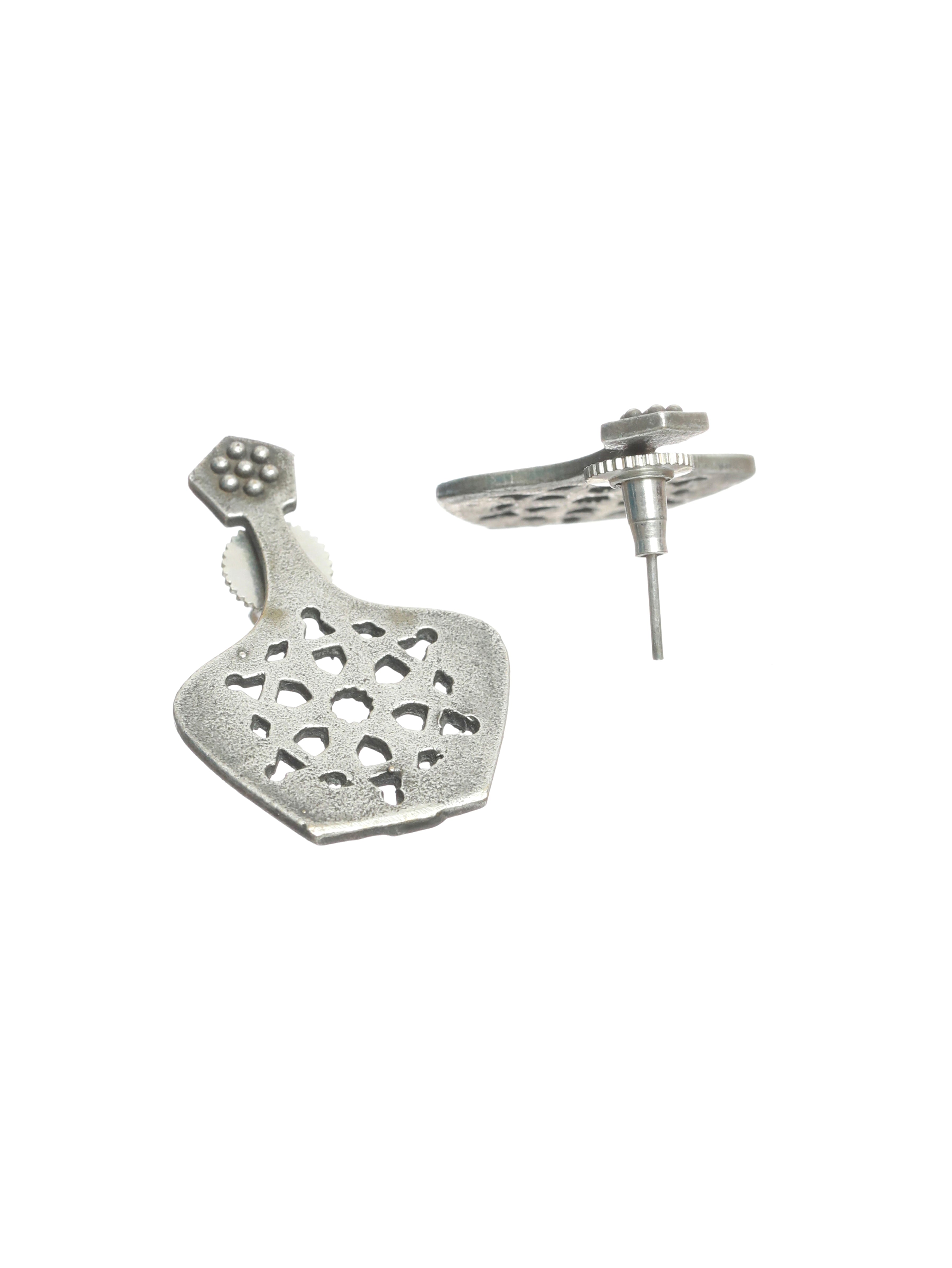 Gold-Plated & Yellow stone studded Dome-Shaped White Beaded Jhumkas - Jazzandsizzle