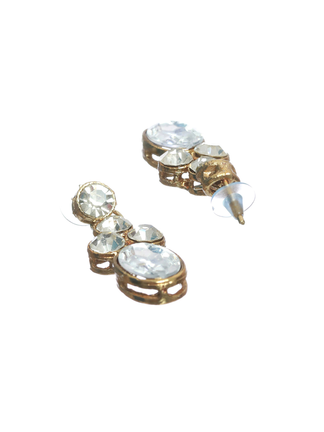 Gold-Plated Grey Crystal & Stone Studded Jewellery Set