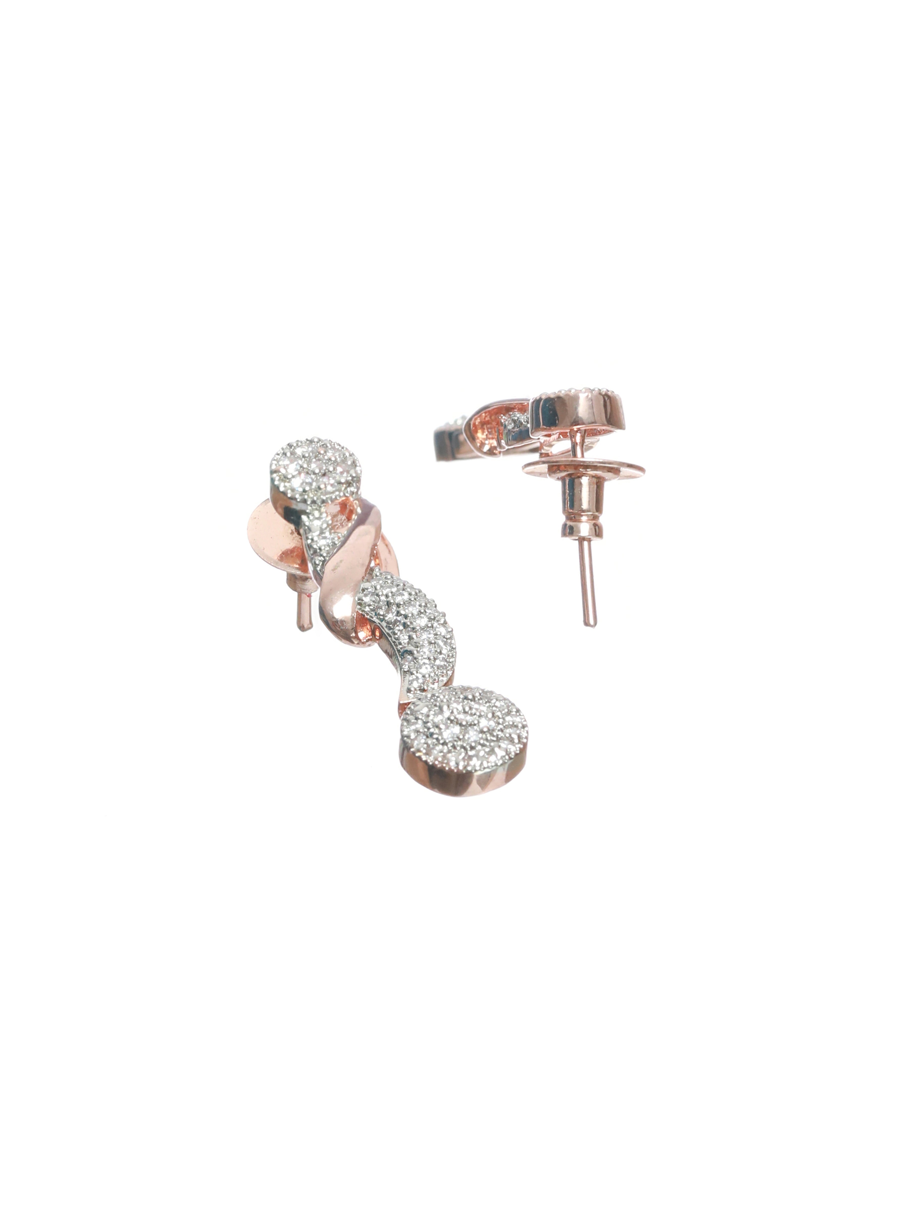 Rose Gold-Plated American Diamond & CZ Stone-Studded Jewellery Set - Jazzandsizzle