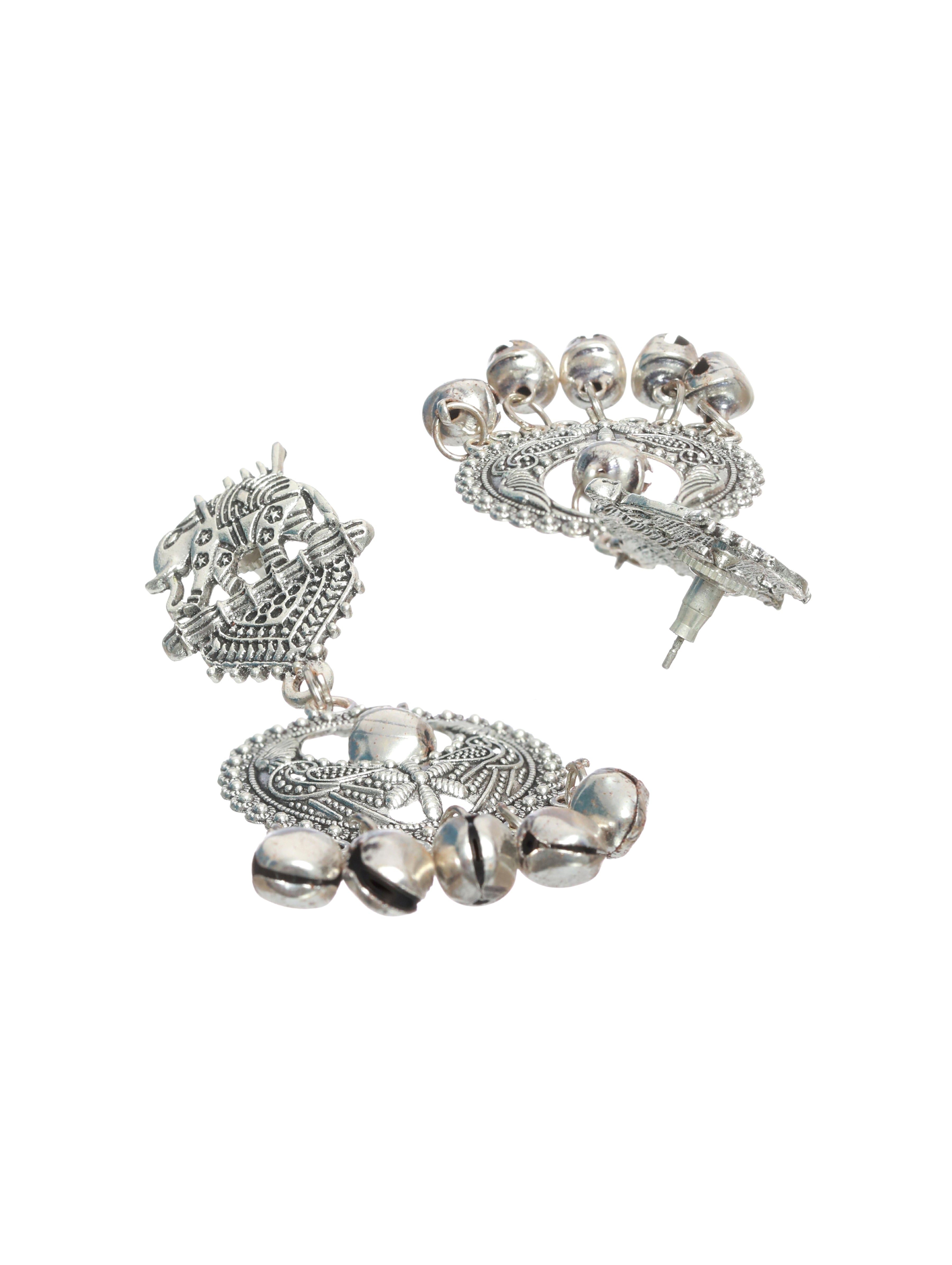 Oxidised Silver-Plated Handcrafted Peacock Jewellery Set - Jazzandsizzle