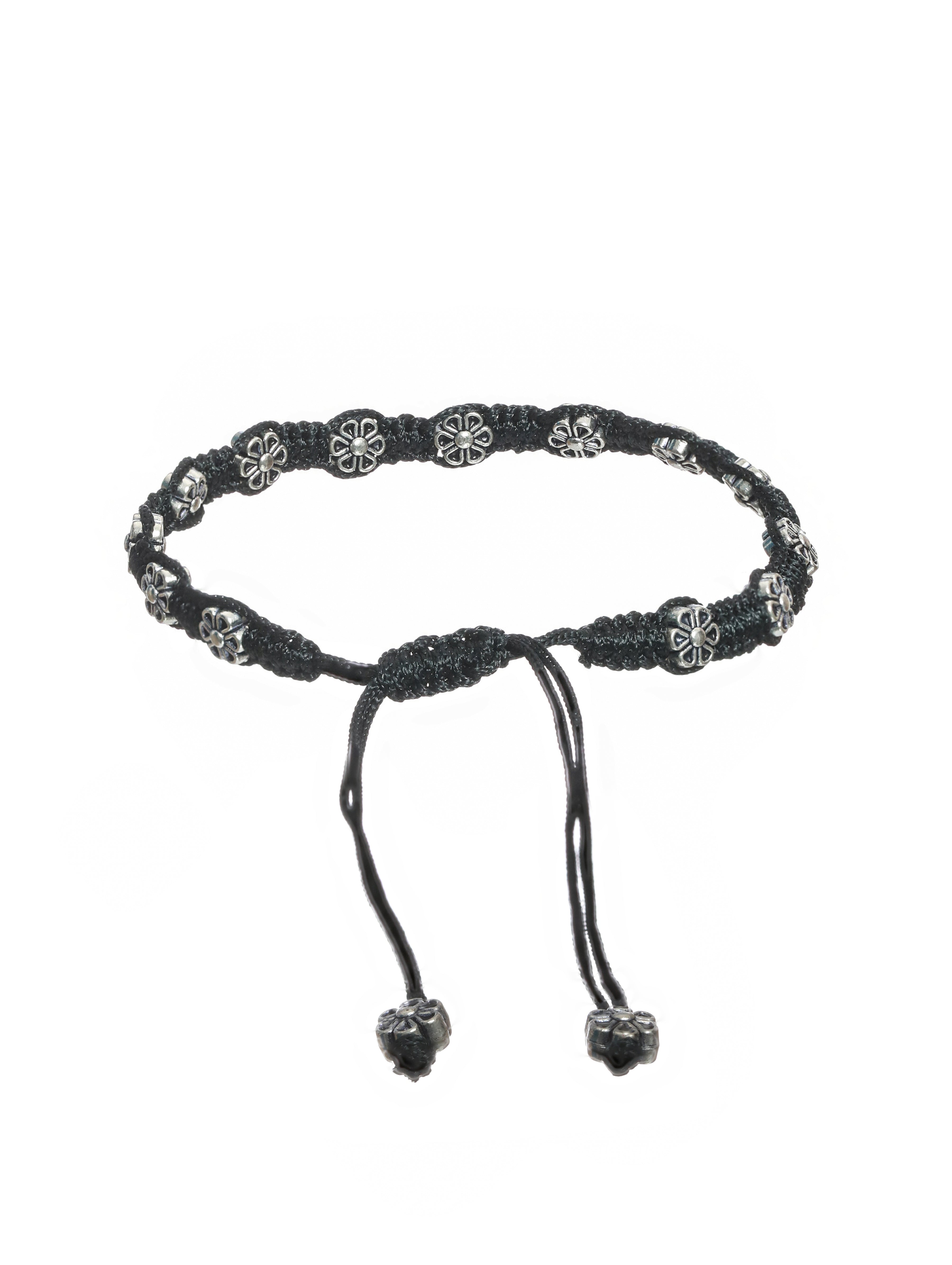 Set of 2 Floral Black Thread Anklets/Bracelet - Jazzandsizzle