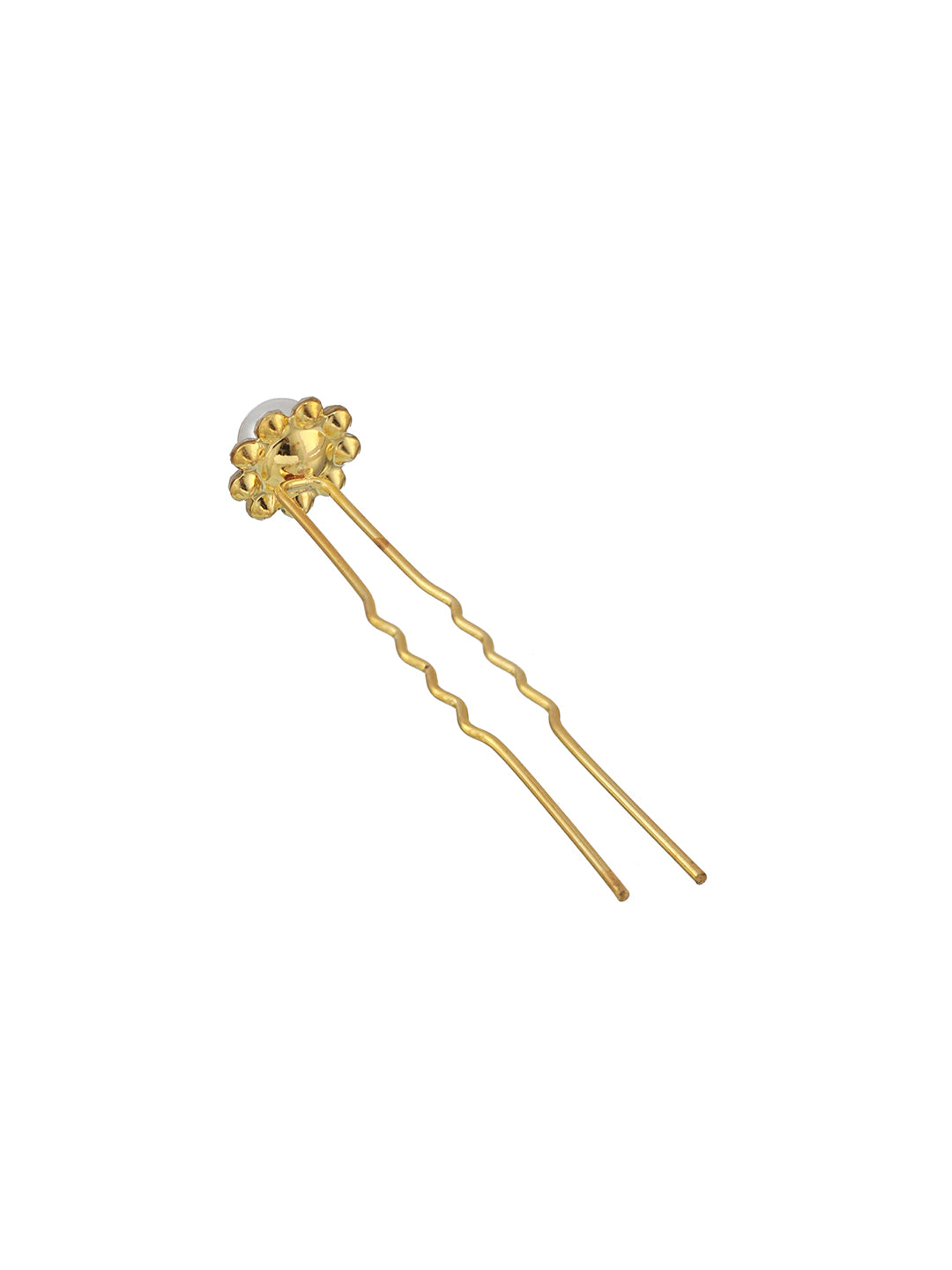 Women Set of 12 Silver-Toned & White Pearl Beaded U Pins - Jazzandsizzle