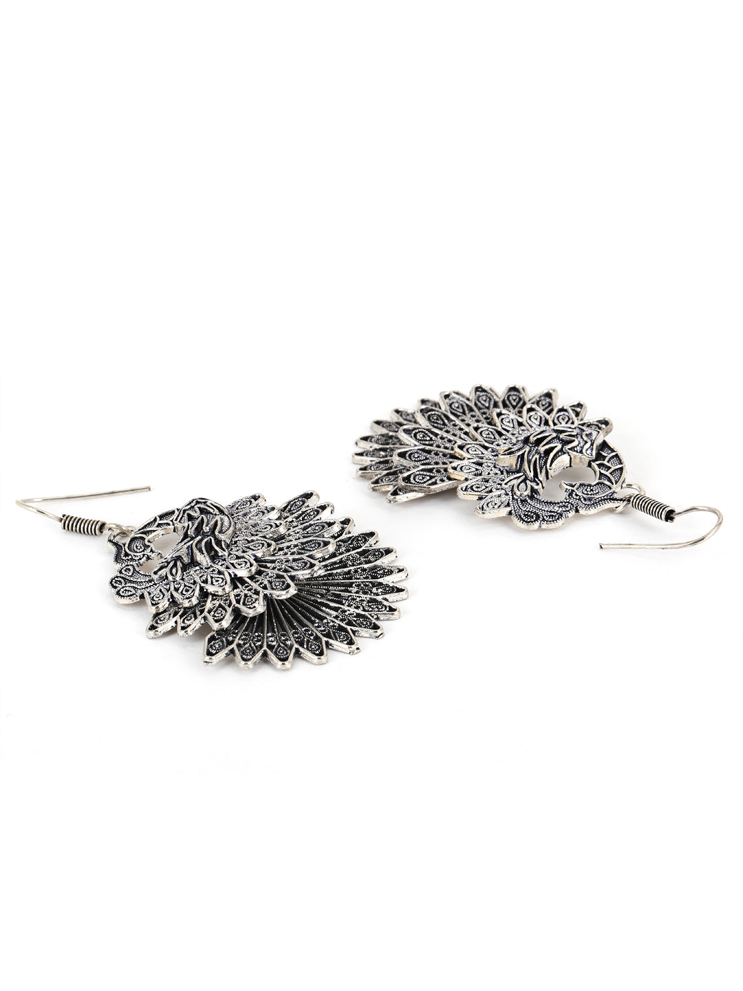 German Silver Oxidised Peacock Jewellery set with Ring and NosePin - Jazzandsizzle