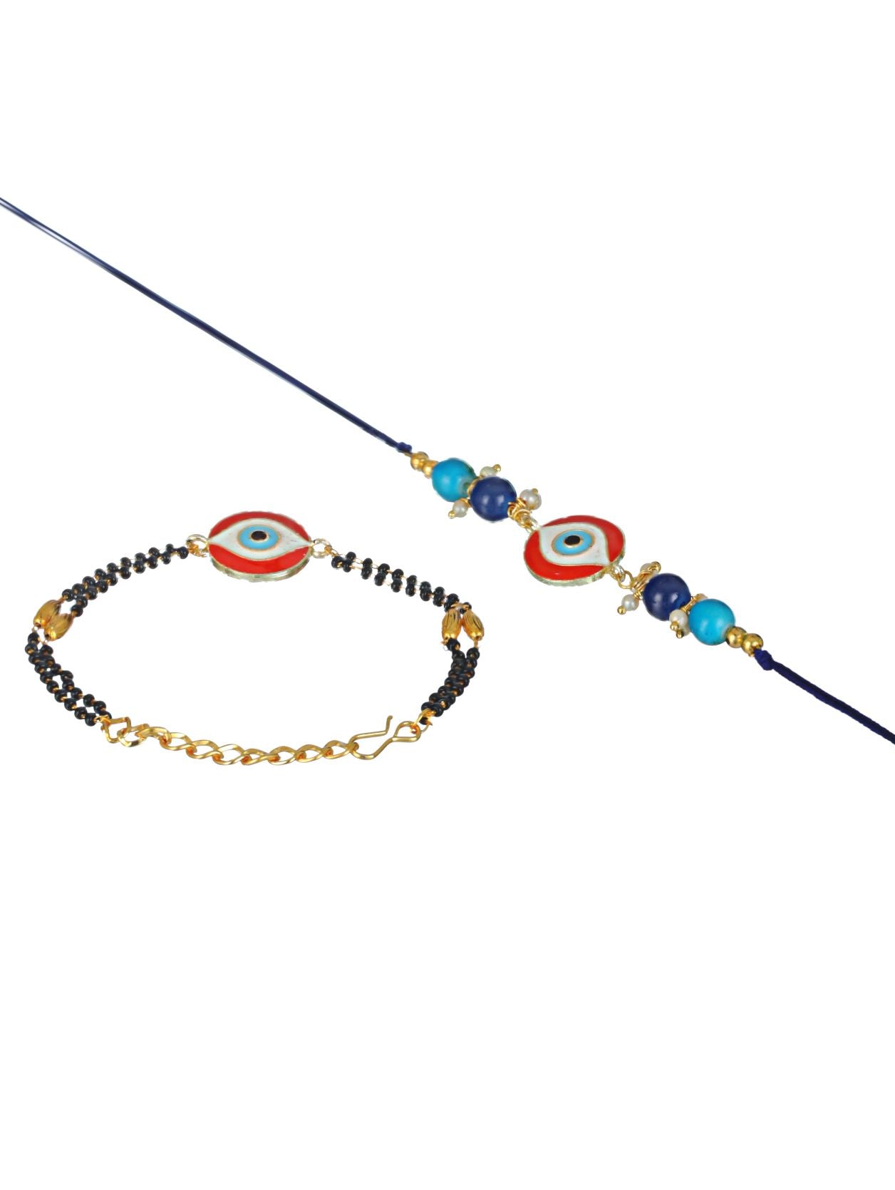 Set of 2 Red Round Shaped Evil Eye Rakhi - Jazzandsizzle