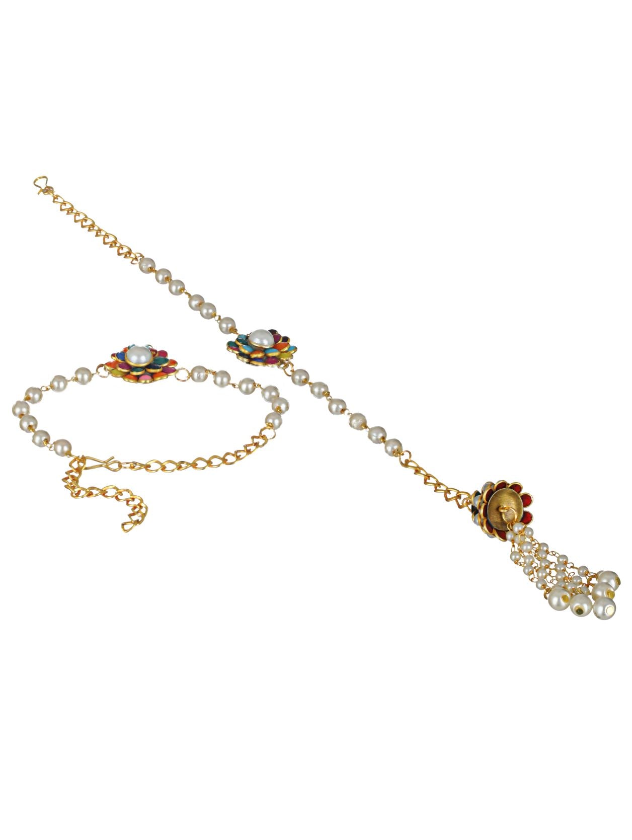 Set of 2 Multicolored & White Pearl Floral Rakhi - Jazzandsizzle