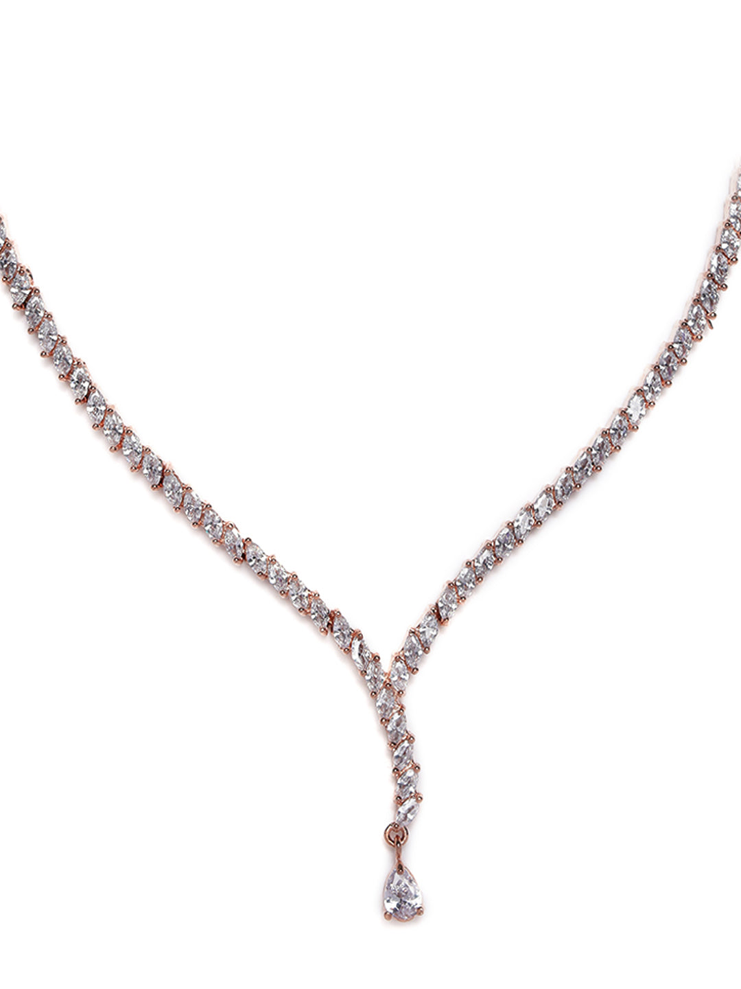 American Diamond Rose Gold Plated Jewellery Set - Jazzandsizzle