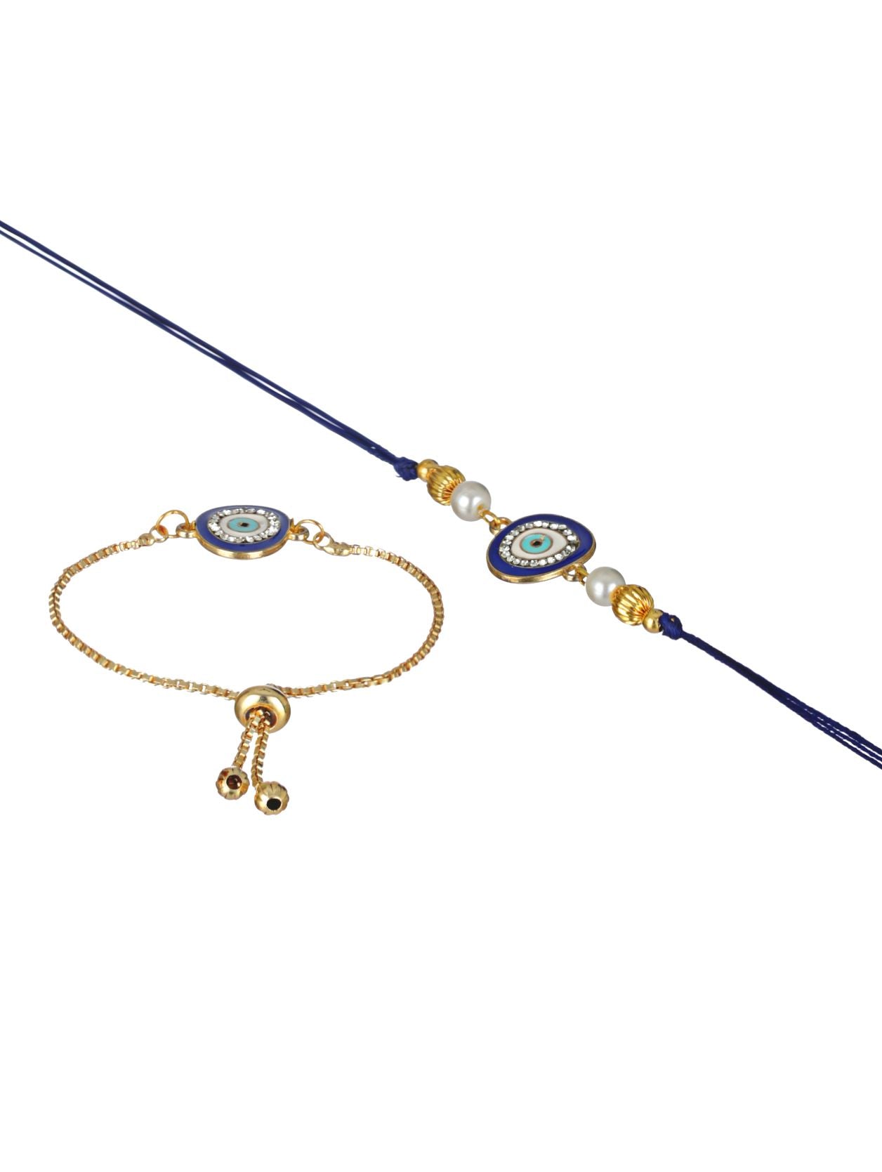 Set of 2 Blue Evil Eye Fancy Rakhi - Jazzandsizzle