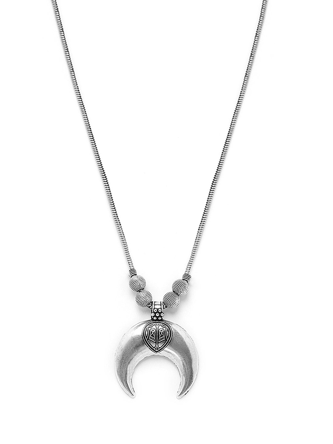 German Silver-Toned Half moon Necklace - Jazzandsizzle