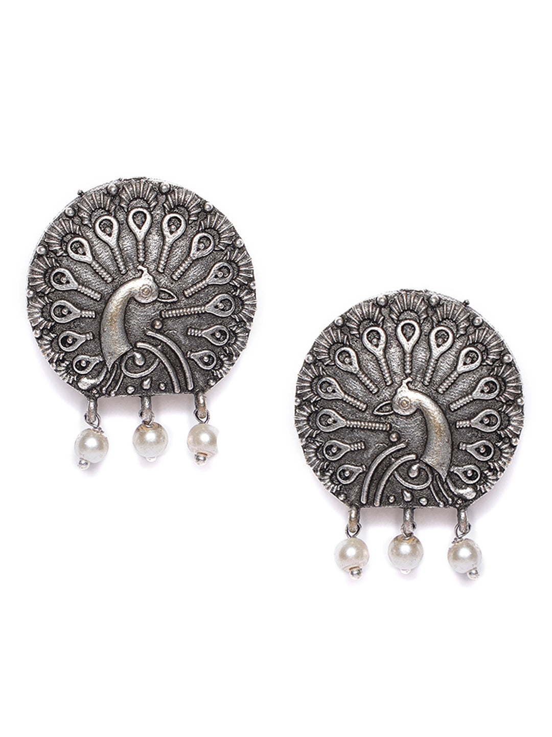 Oxidized Peacock Shaped Stud Earrings - Jazzandsizzle