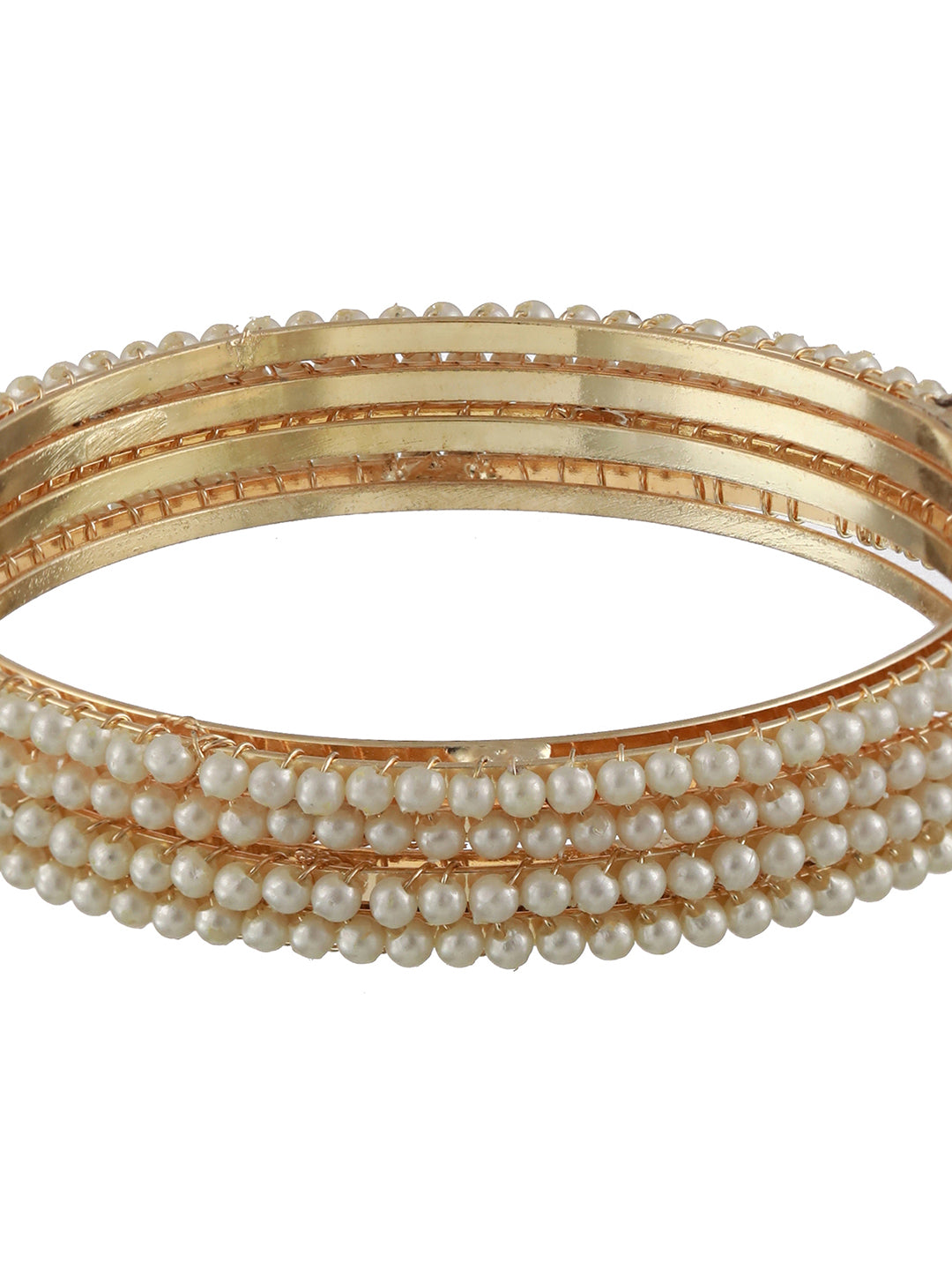 Set Of 4 Gold-Plated Pearl Bangles - Jazzandsizzle