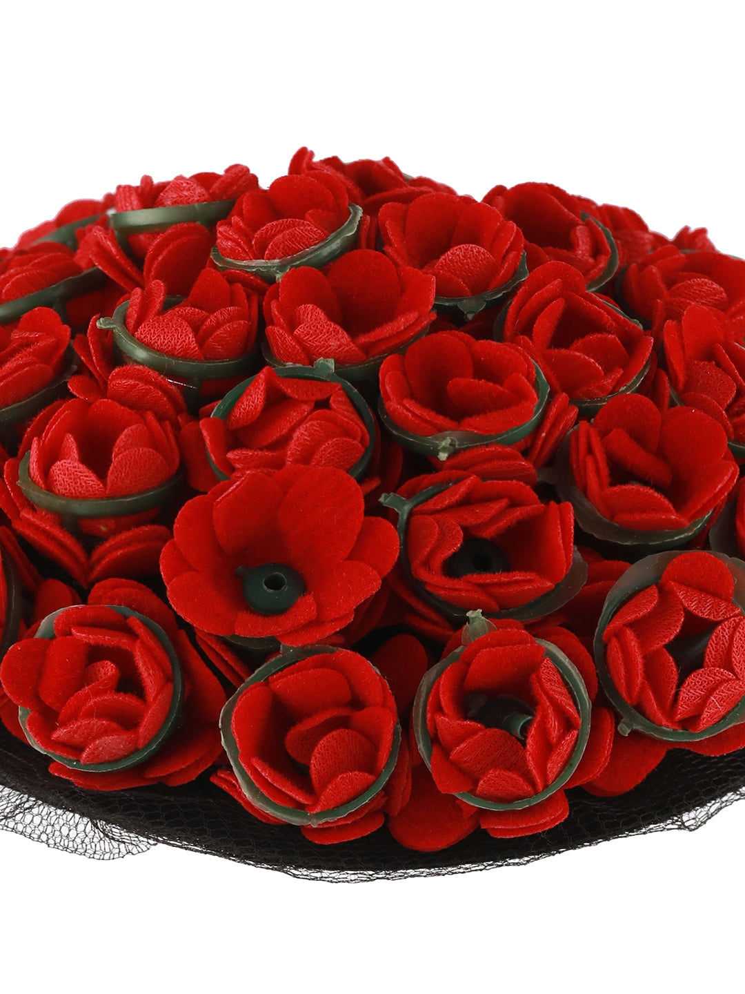 Women Red Rose Artificial Flower Juda Gajra Designed Hair Bun Cover - Jazzandsizzle