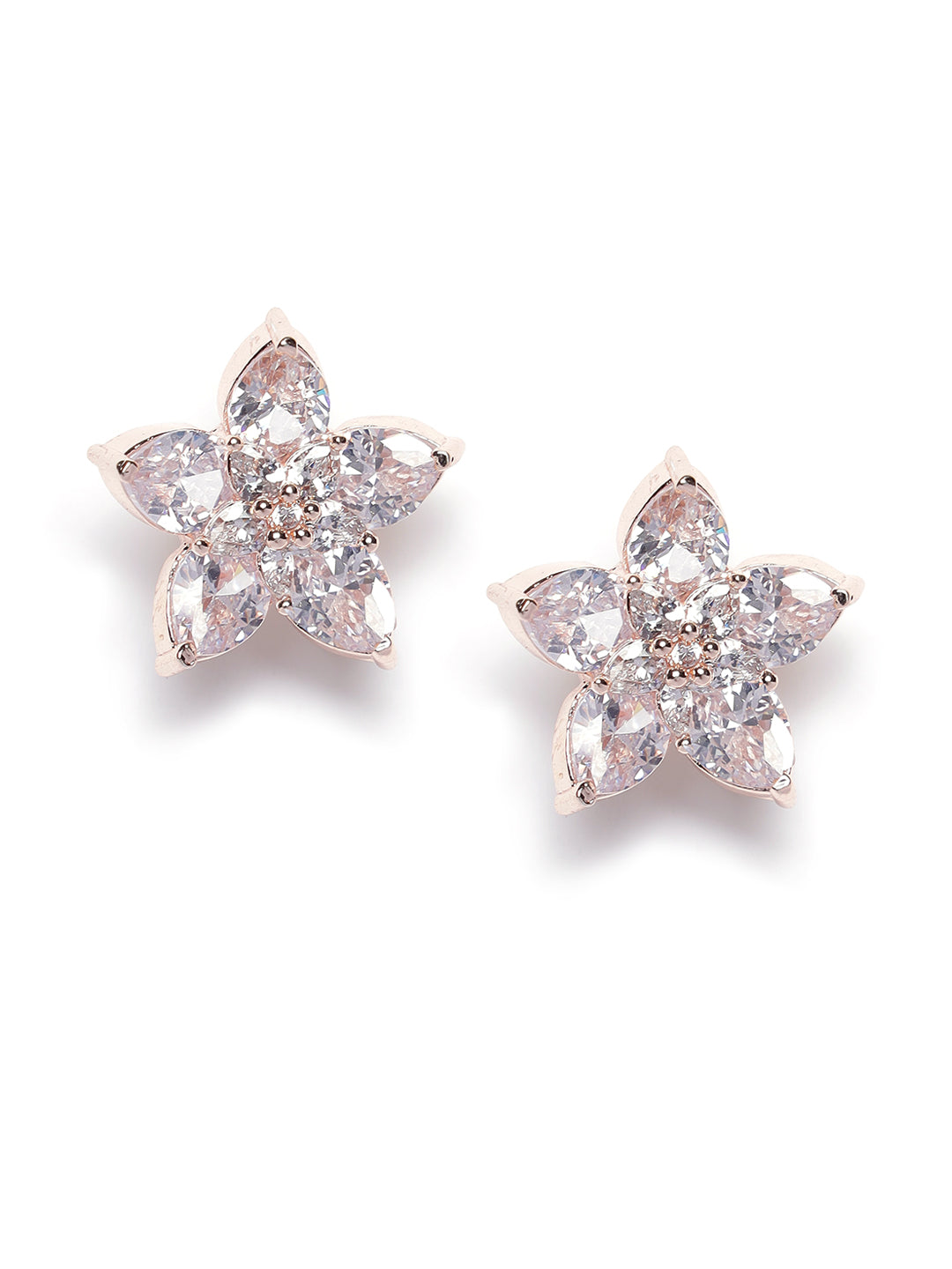 White Contemporary Floral Studs Earrings - Jazzandsizzle