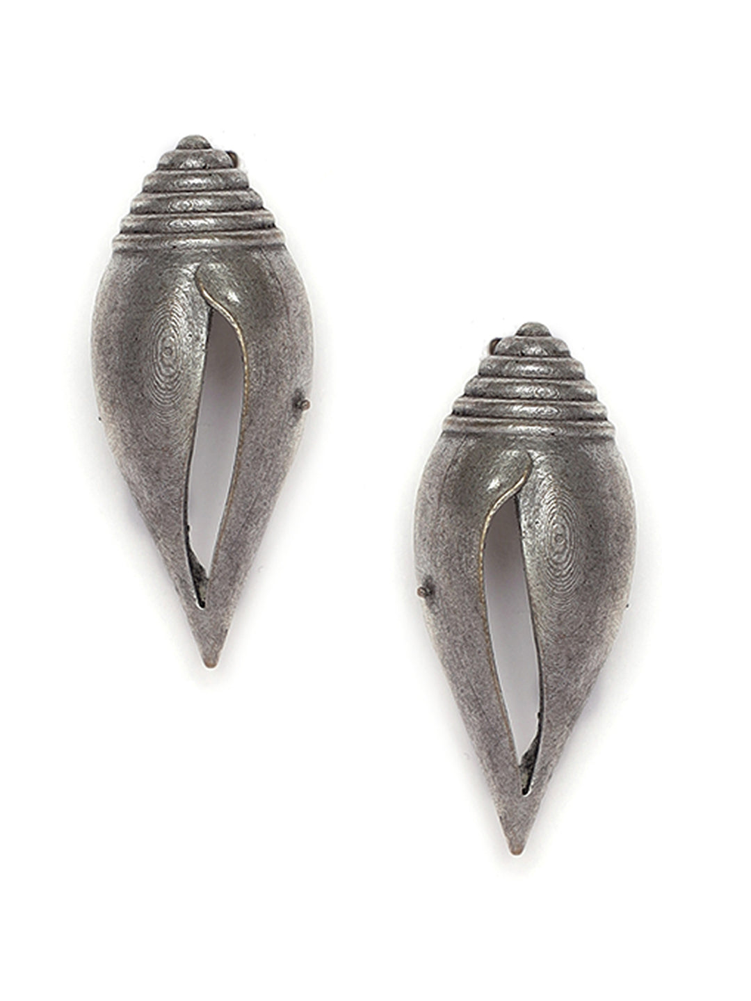 Oxidized Shell Shaped Stud Earrings - Jazzandsizzle