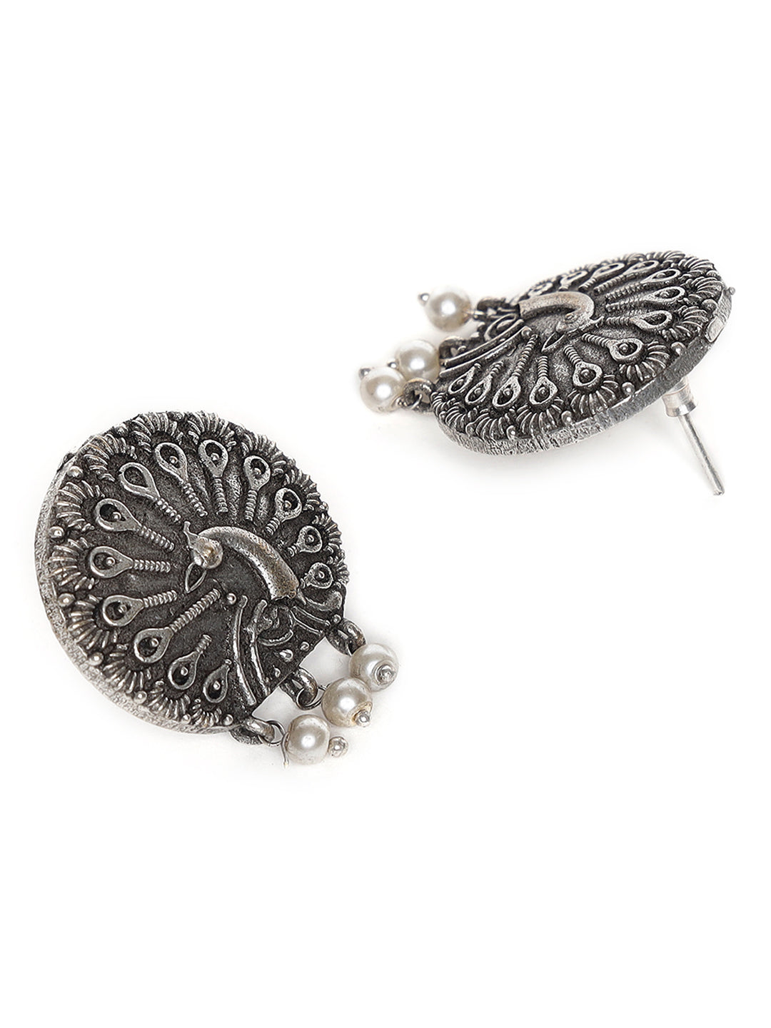 Oxidized Peacock Shaped Stud Earrings - Jazzandsizzle