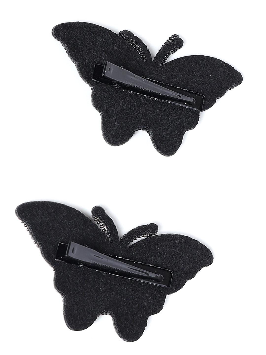 Black & Grey Set of 2 Butterfly Embellished Alligator Hair Clip - Jazzandsizzle