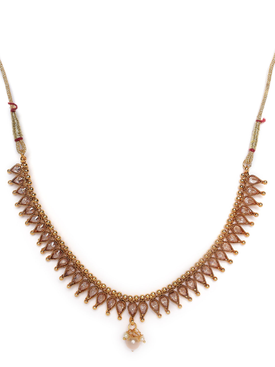 Gold-Plated & White Stone Studded Handcrafted Jewellery Set - Jazzandsizzle