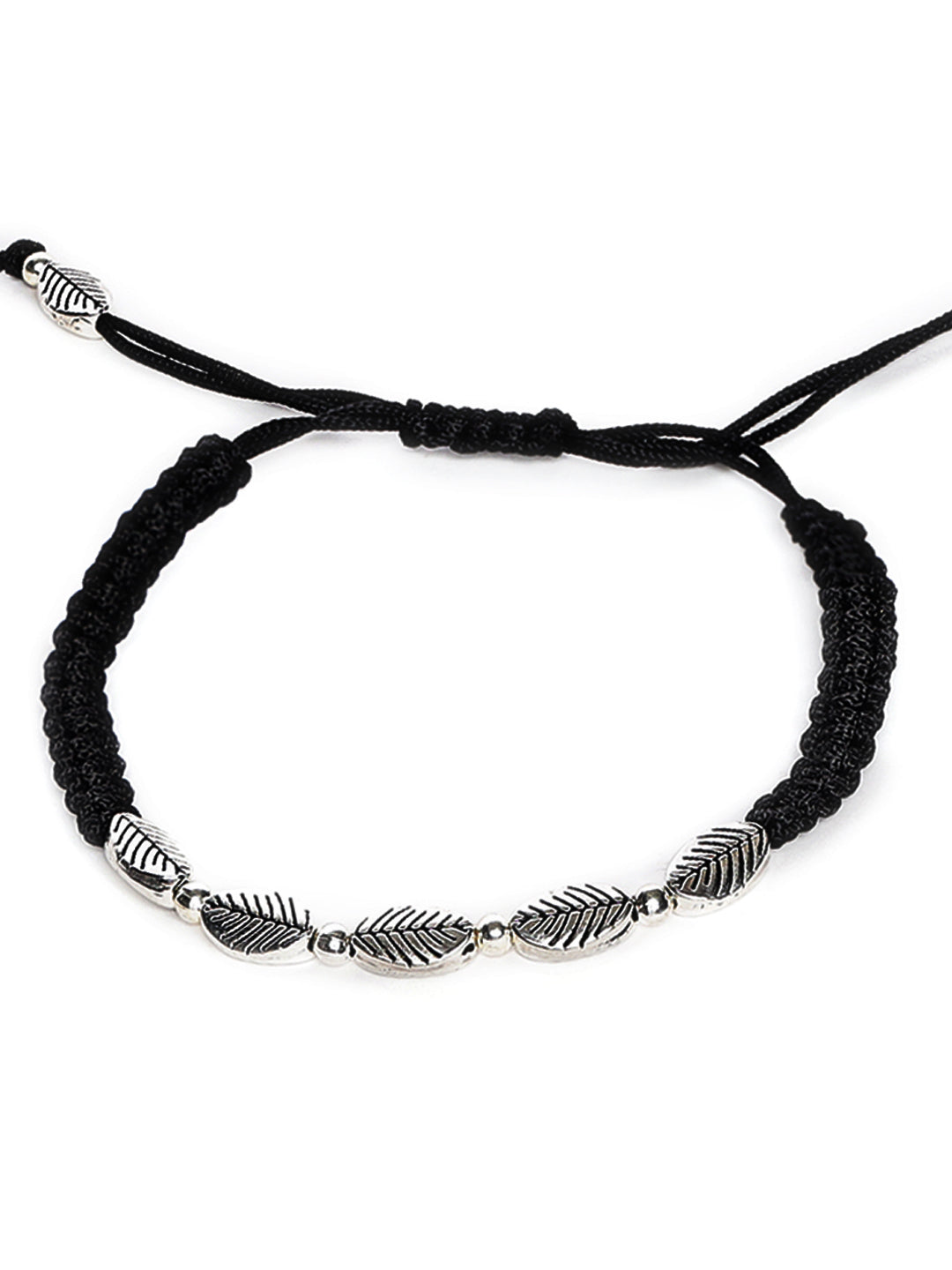 Black & Silver-Toned Thread Bracelet - Jazzandsizzle
