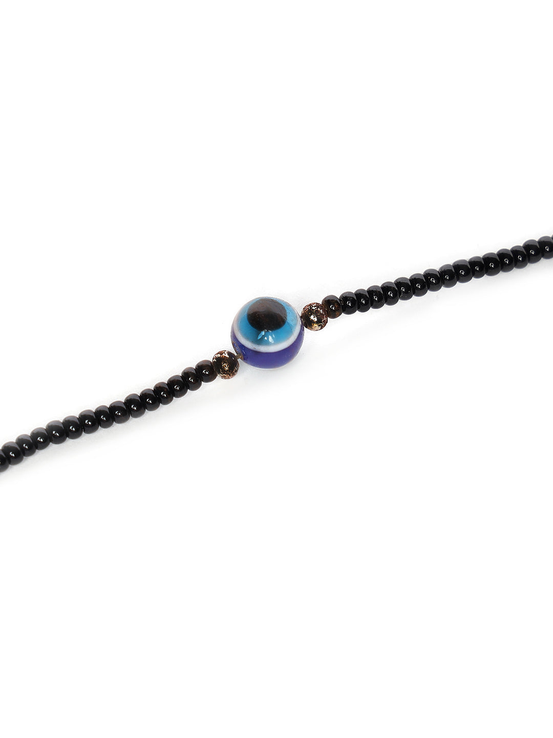 Black Beads Silver Plated Traditional Evil Eye Anklets - Jazzandsizzle