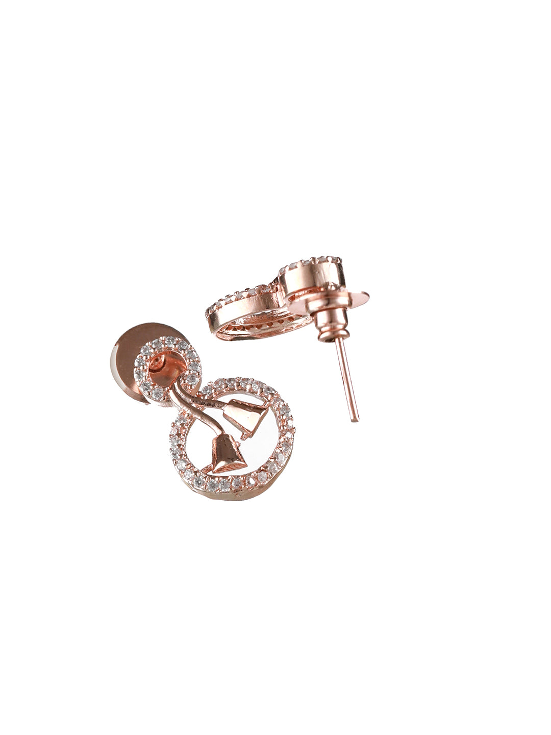 Rosegold-Plated Rose Gold CZ Studded Round Jewellery Set
