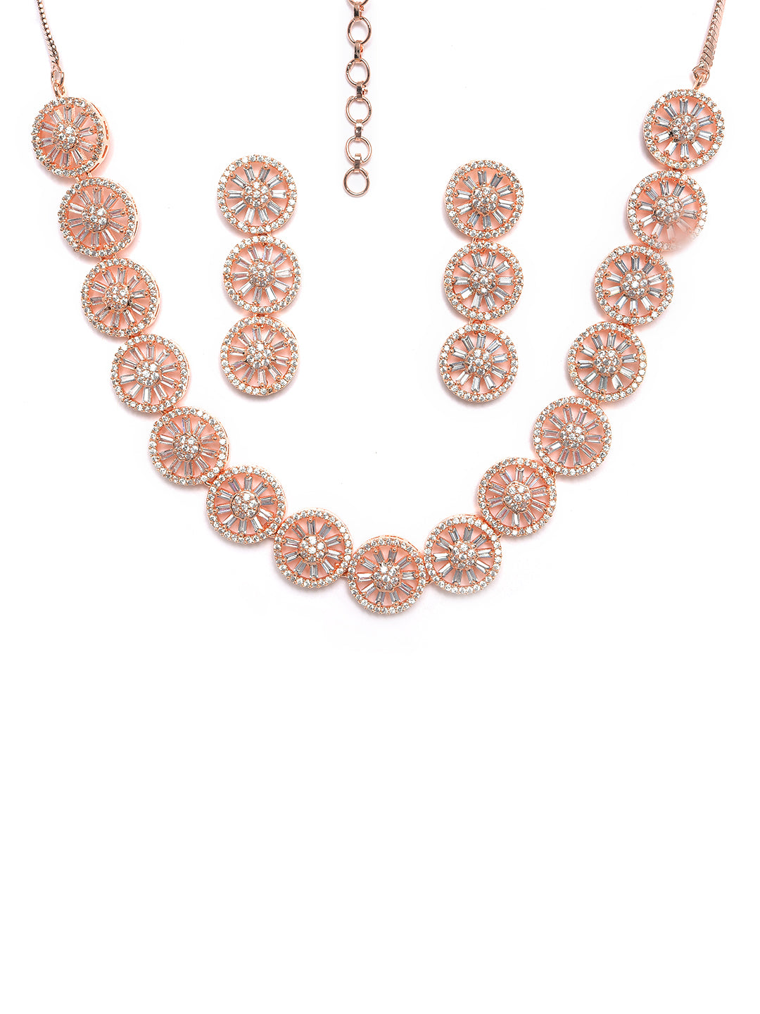 Rose Gold-Plated AD-Studded Handcrafted Jewellery Set - Jazzandsizzle