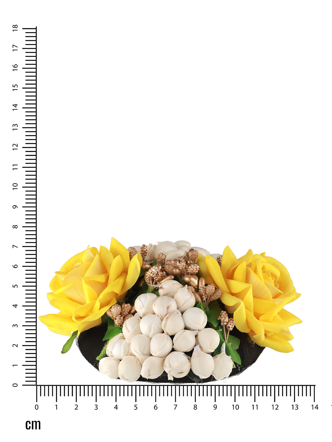 Women Yellow Rose & White Mogra Embellished Artificial Flower Gajra Designed Hair Bun Cover - Jazzandsizzle