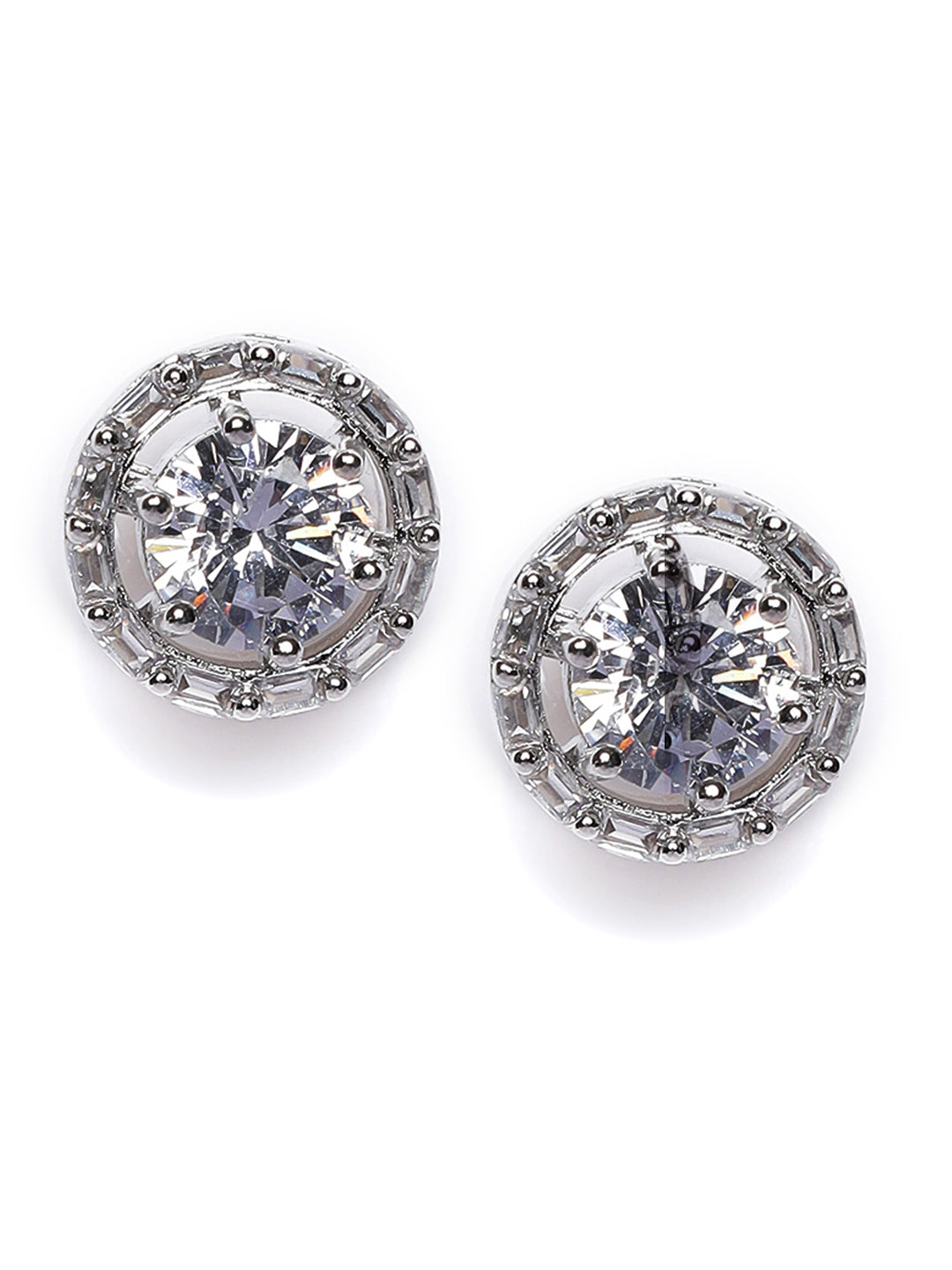 Silver-Plated Drop & White Studs Earrings - Jazzandsizzle