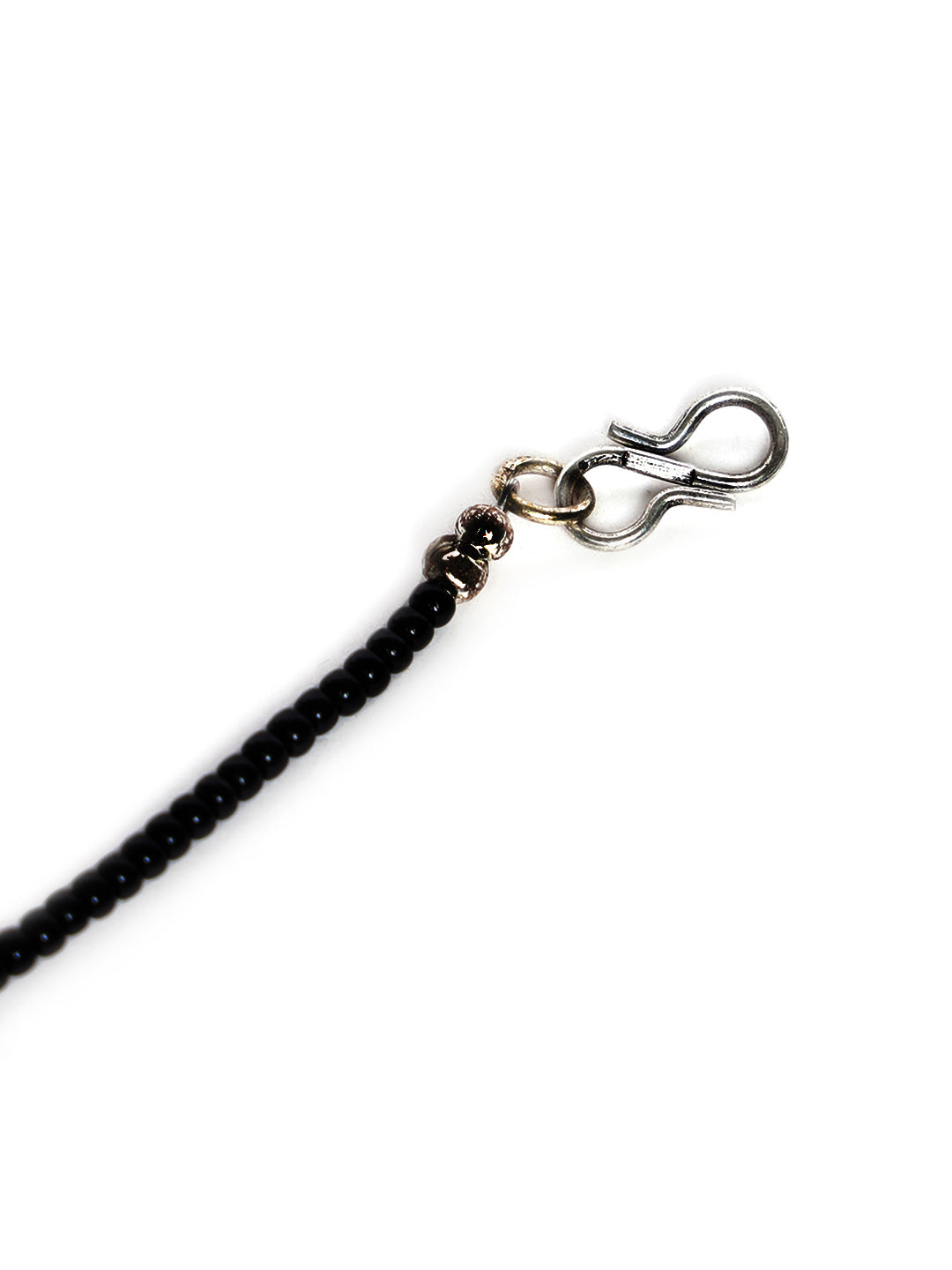 Black Beads Silver Plated Traditional Evil Eye Anklets - Jazzandsizzle