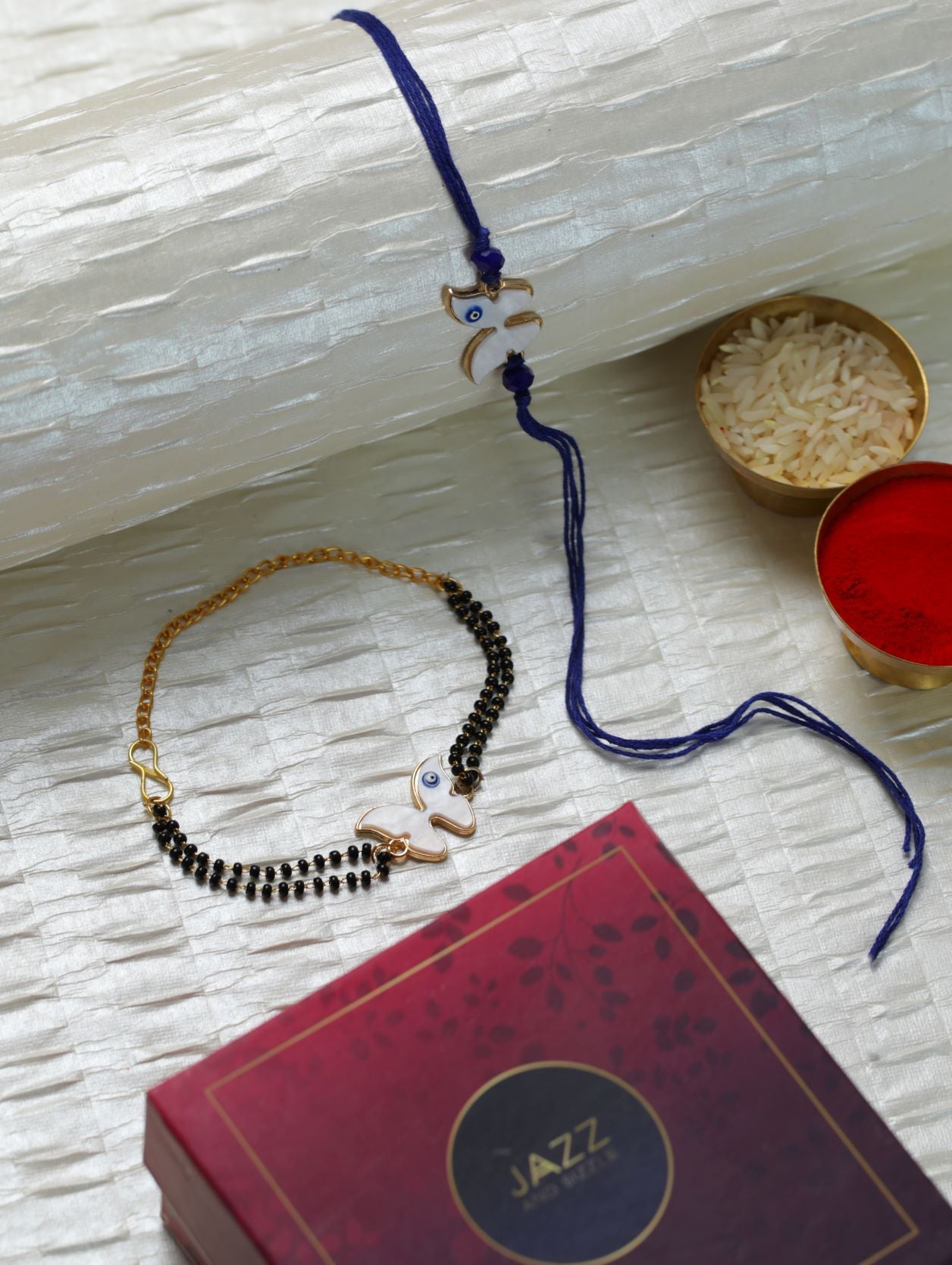 Jazz And Sizzle Set Of Set Of 2 Butterfly Shaped Evil Eye Designer Bhaiya & Bhabhi Rakhi