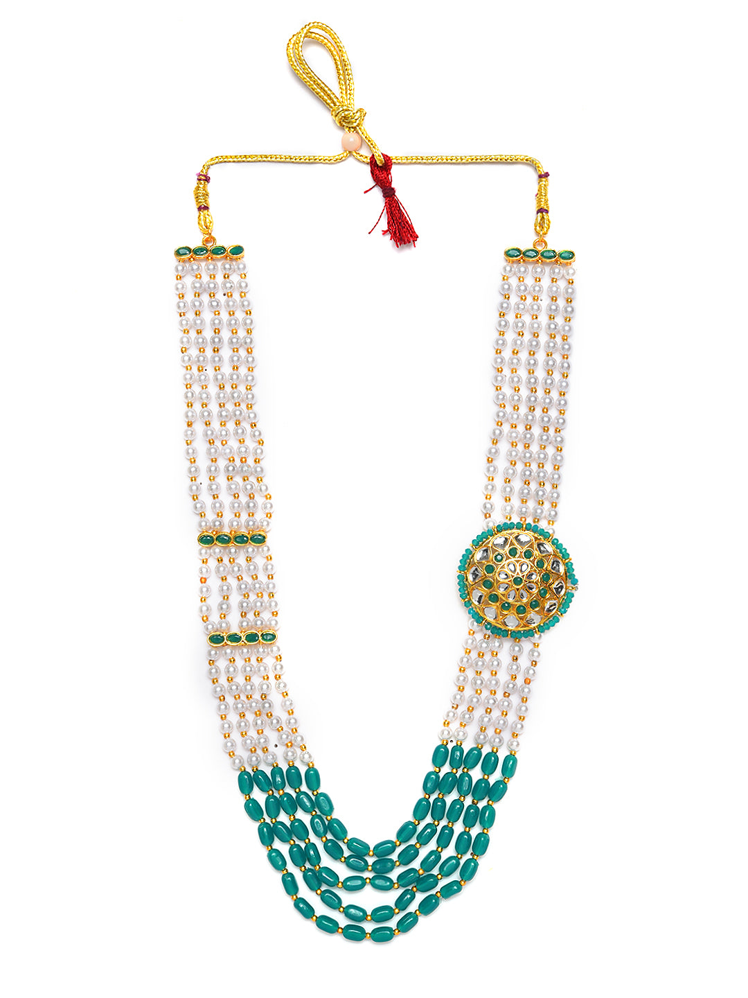 Gold-Plated Green & White Combo Jewellery Set - Jazzandsizzle