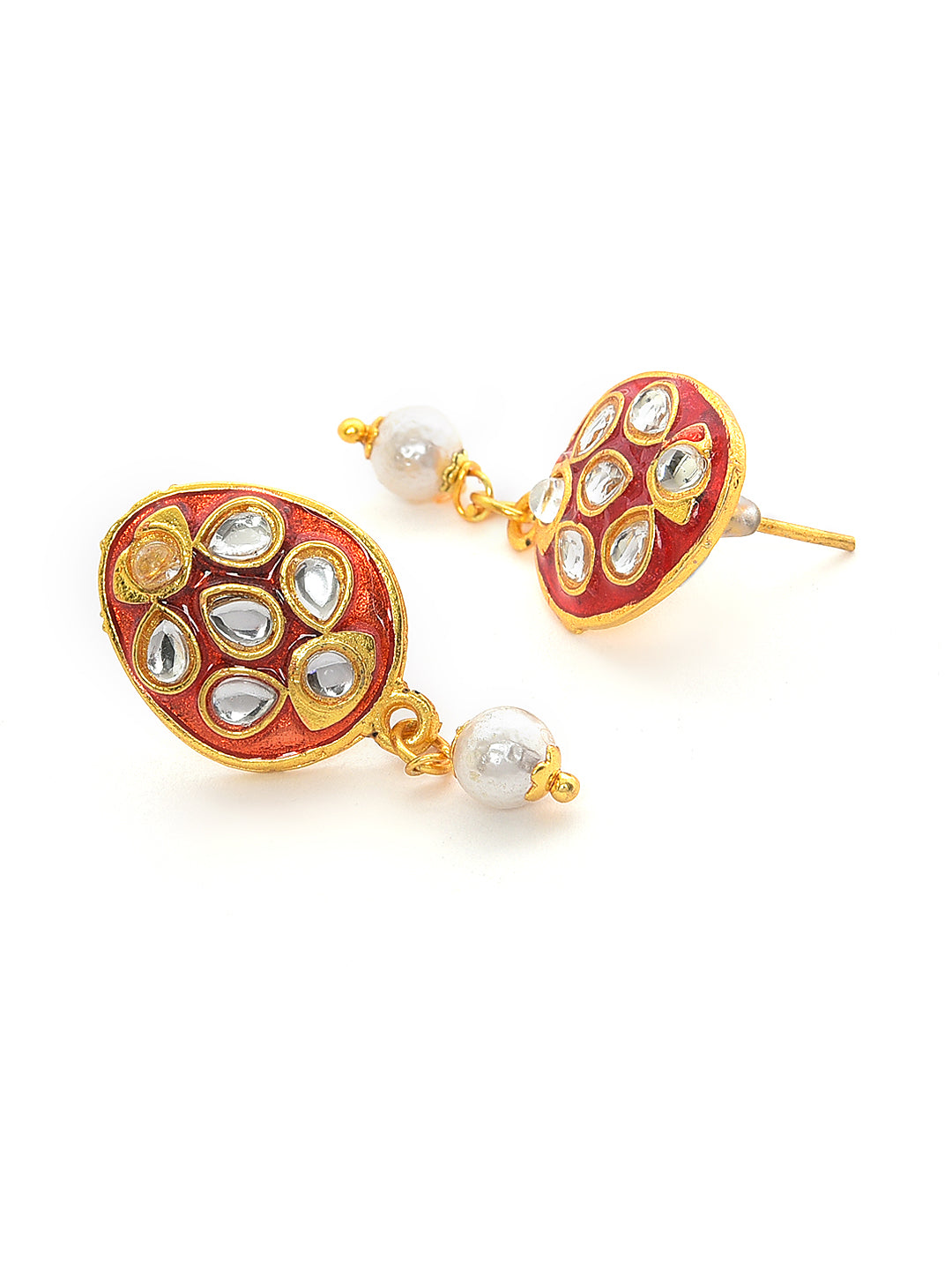 Gold-Plated White Kundan-Studded & Beaded Jewellery Set - Jazzandsizzle