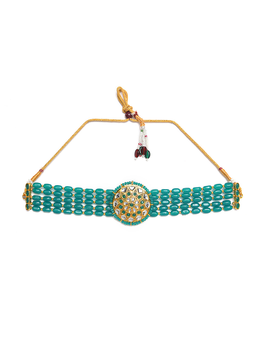 Gold-Plated Green & White Combo Jewellery Set - Jazzandsizzle