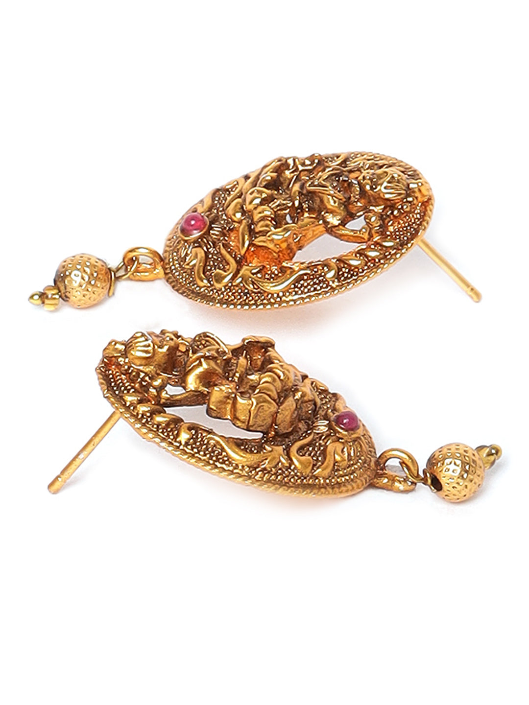 Gold-Plated Pink & Green Stone-Studded & Beaded Handcrafted Jewellery Set - Jazzandsizzle