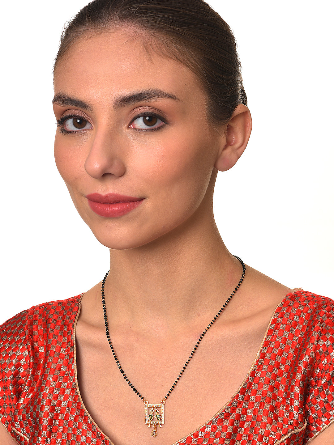 Set of 2 Love & Bird Gold-Plated & AD-Studded Black Beaded Mangalsutra - Jazzandsizzle