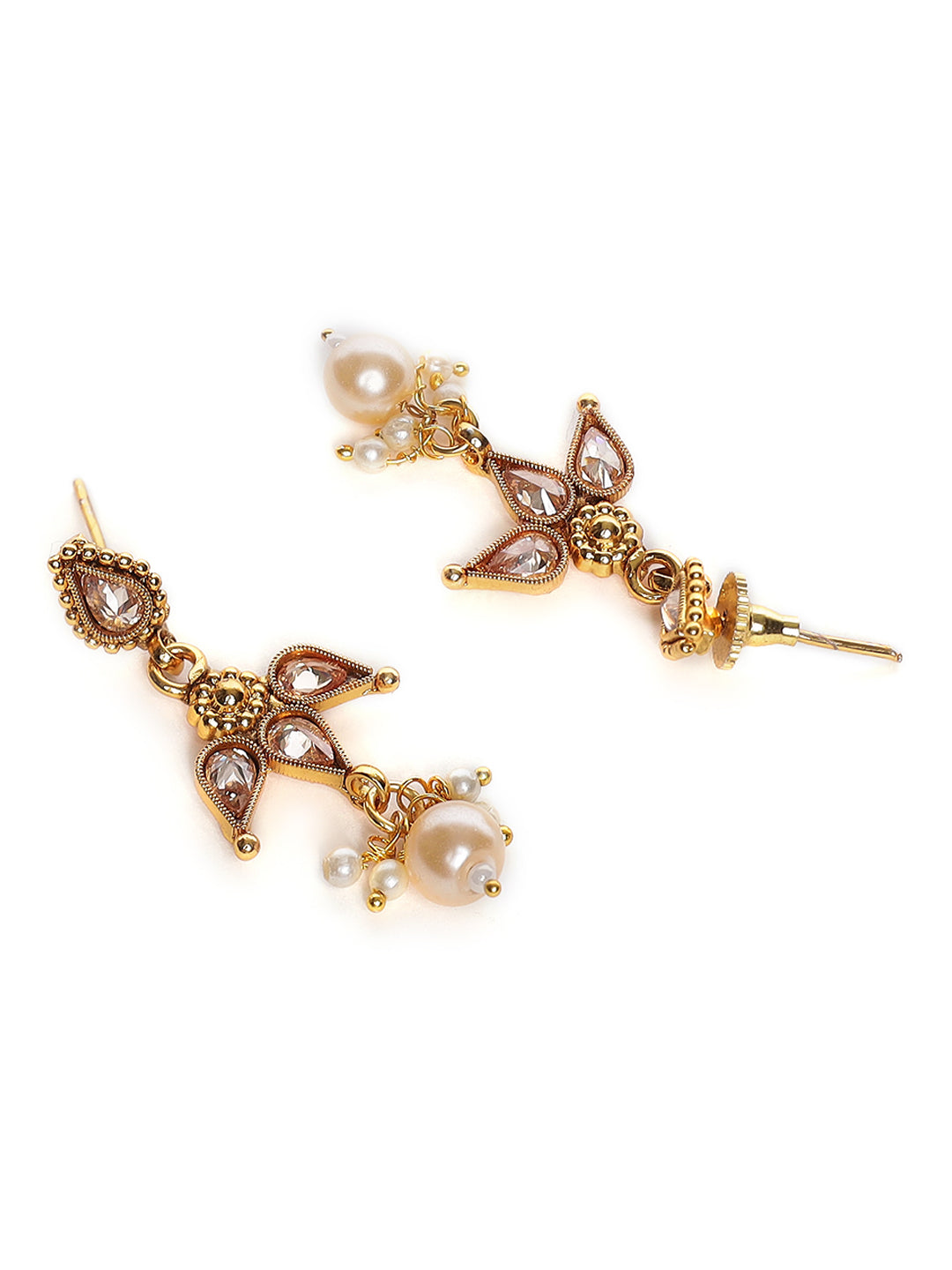 Gold-Plated & White Stone Studded Handcrafted Jewellery Set - Jazzandsizzle