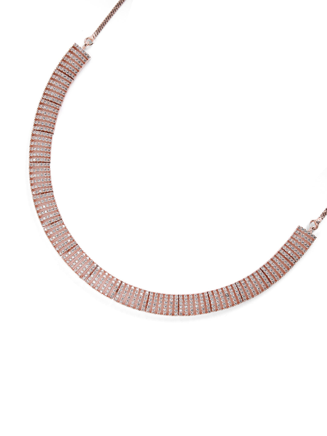 American Diamond Cubic Zirconia Rose Gold Plated Jewellery Set - Jazzandsizzle