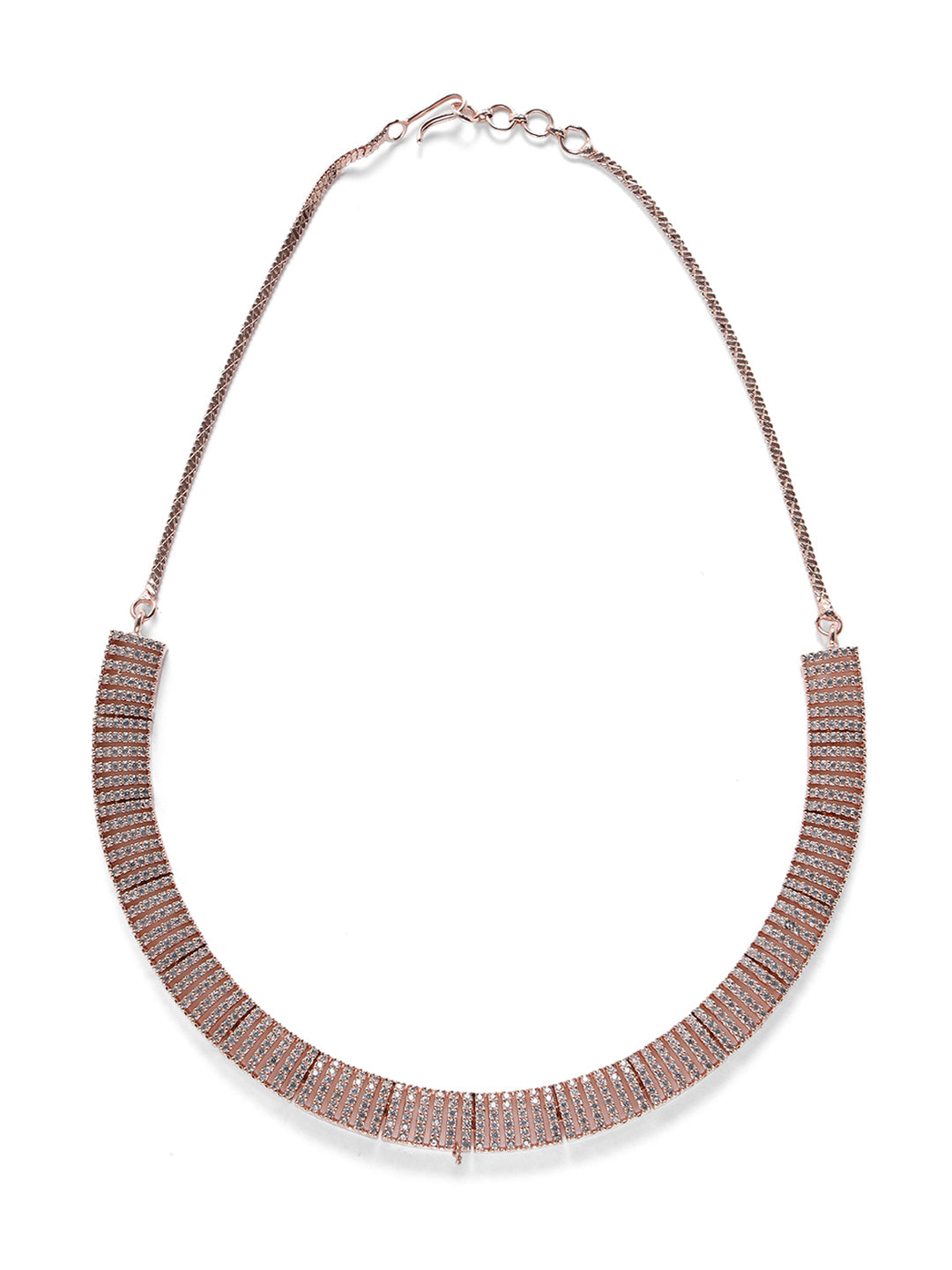 American Diamond Cubic Zirconia Rose Gold Plated Jewellery Set - Jazzandsizzle