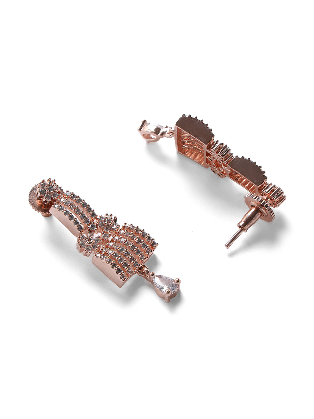 American Diamond Cubic Zirconia Rose Gold Plated Jewellery Set - Jazzandsizzle