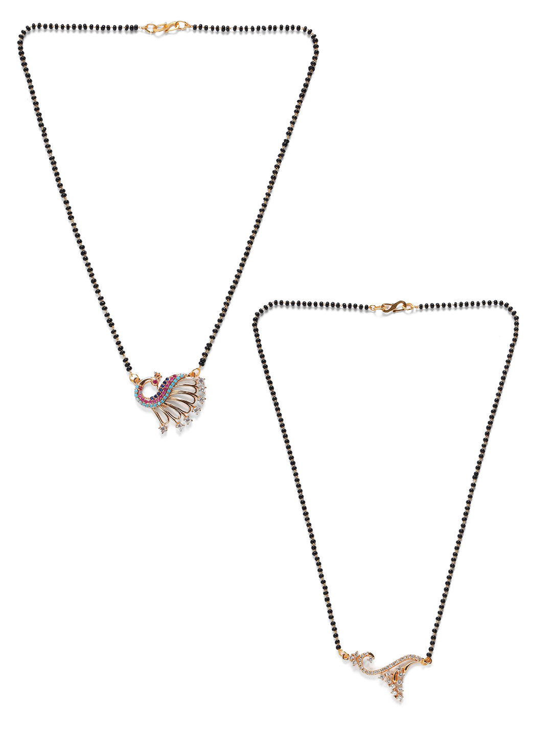 Set of 2 American Diamond Rose Gold Plated Mangalsutra Set - Jazzandsizzle