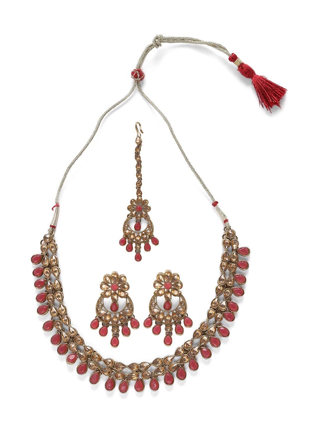 Pink Kundan Gold Plated Jewellery Set