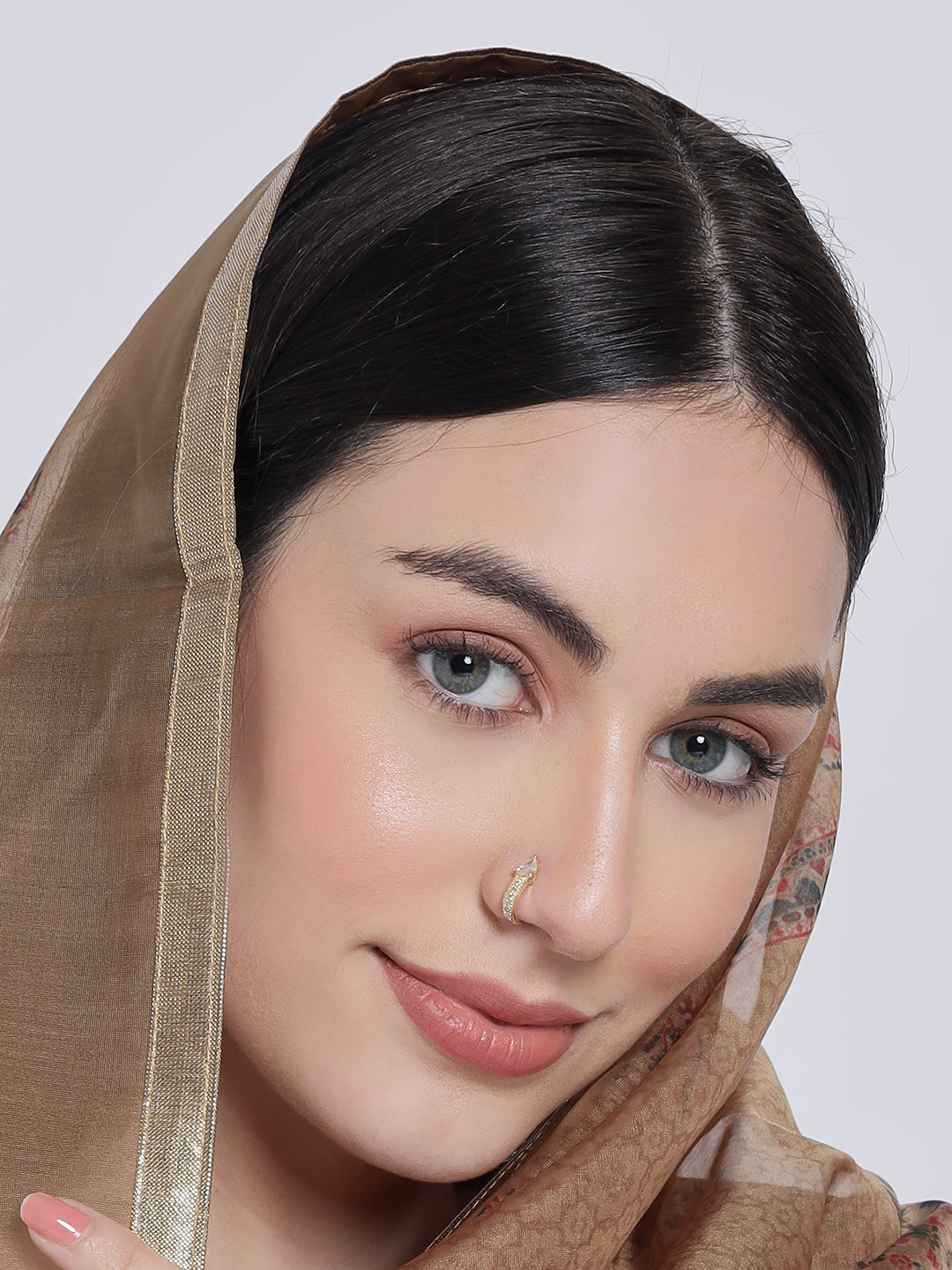 Set of 2 Rose Gold & Gold-Plated American Diamond Studded Nose Pins - Jazzandsizzle