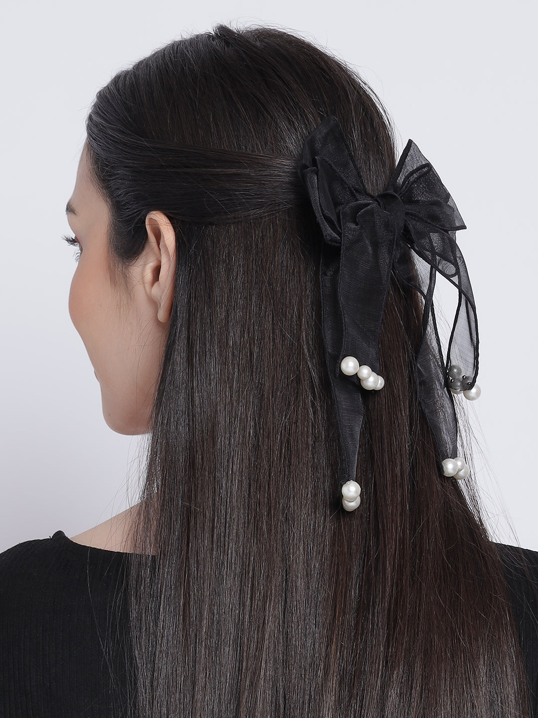 Black & Yellow Set of 2 Handcrafted Bow Shaped Alligator Hair Clip - Jazzandsizzle