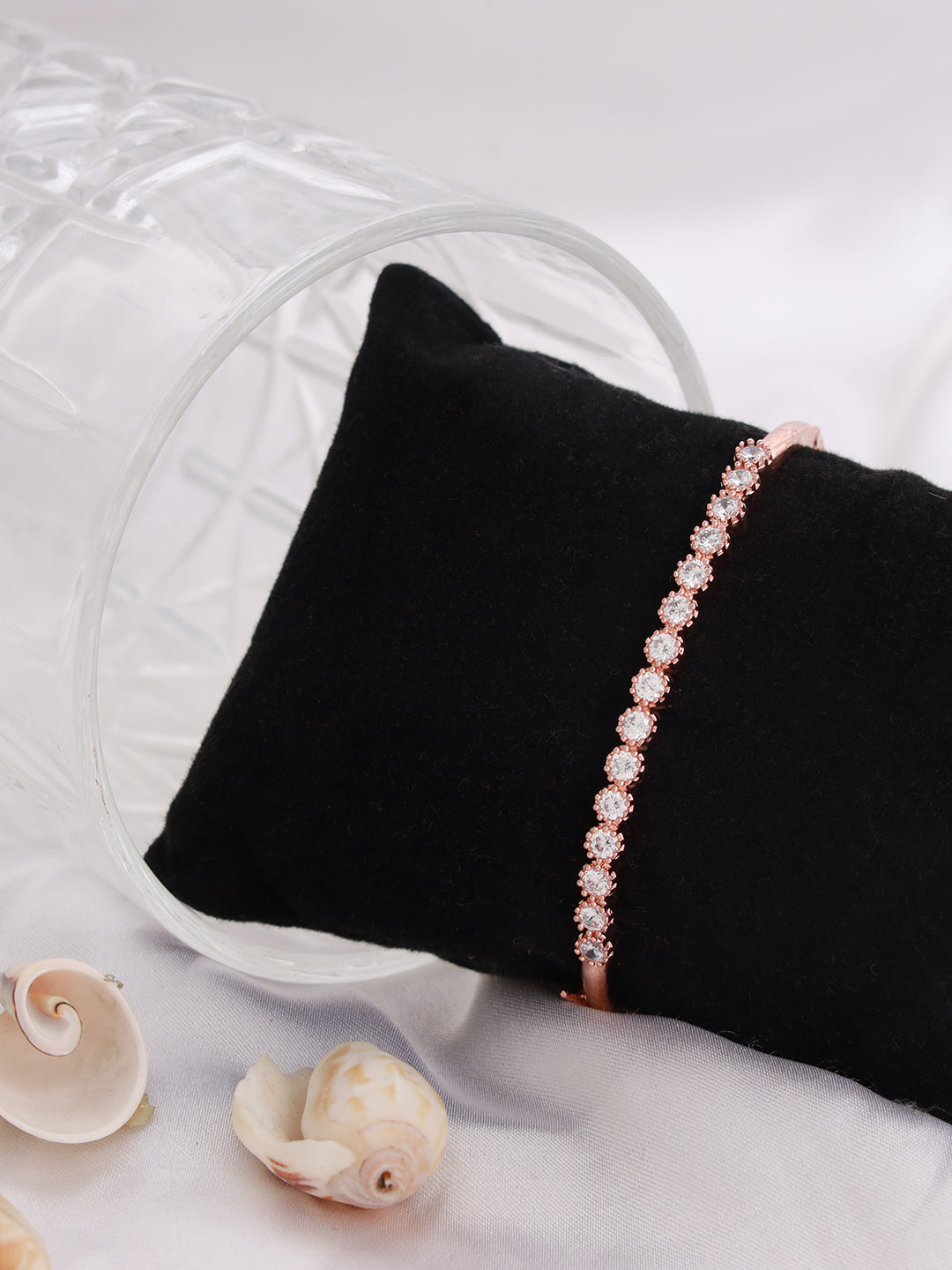 Rose Gold-Plated American Diamond Studded Bracelet - Jazzandsizzle